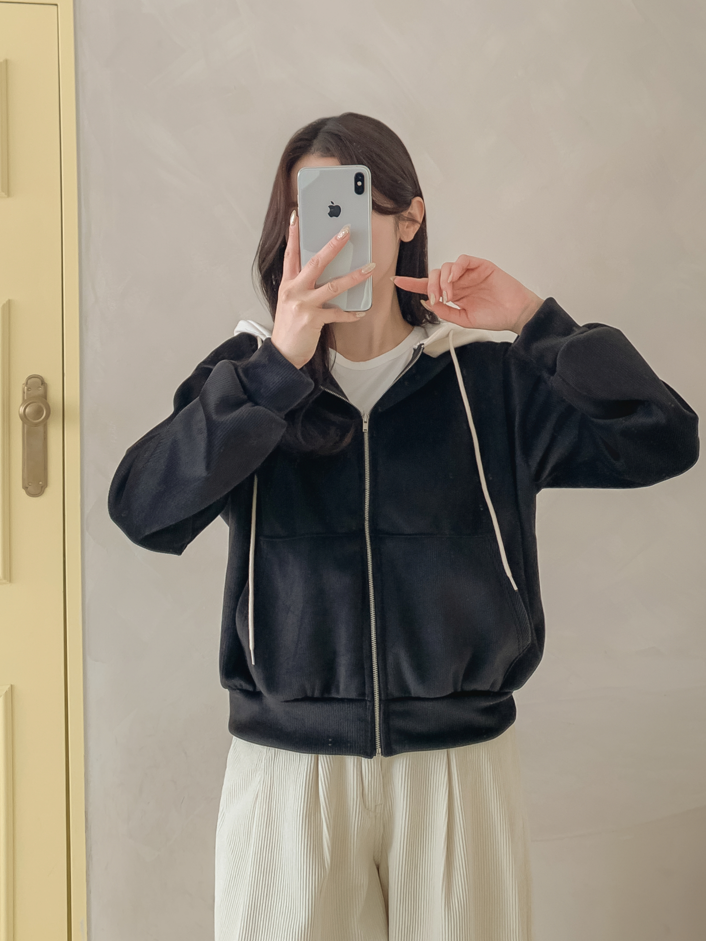 裏起毛ジップアップフードカンガルーポケット配色カラージップパーカー | 詳細画像30