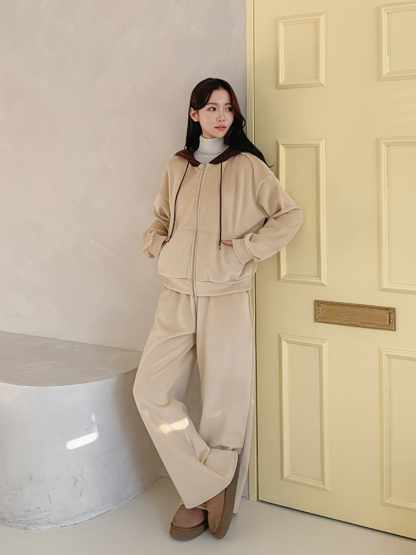 裏起毛ポケットウエストゴムワイドカラーパンツ | 詳細画像3