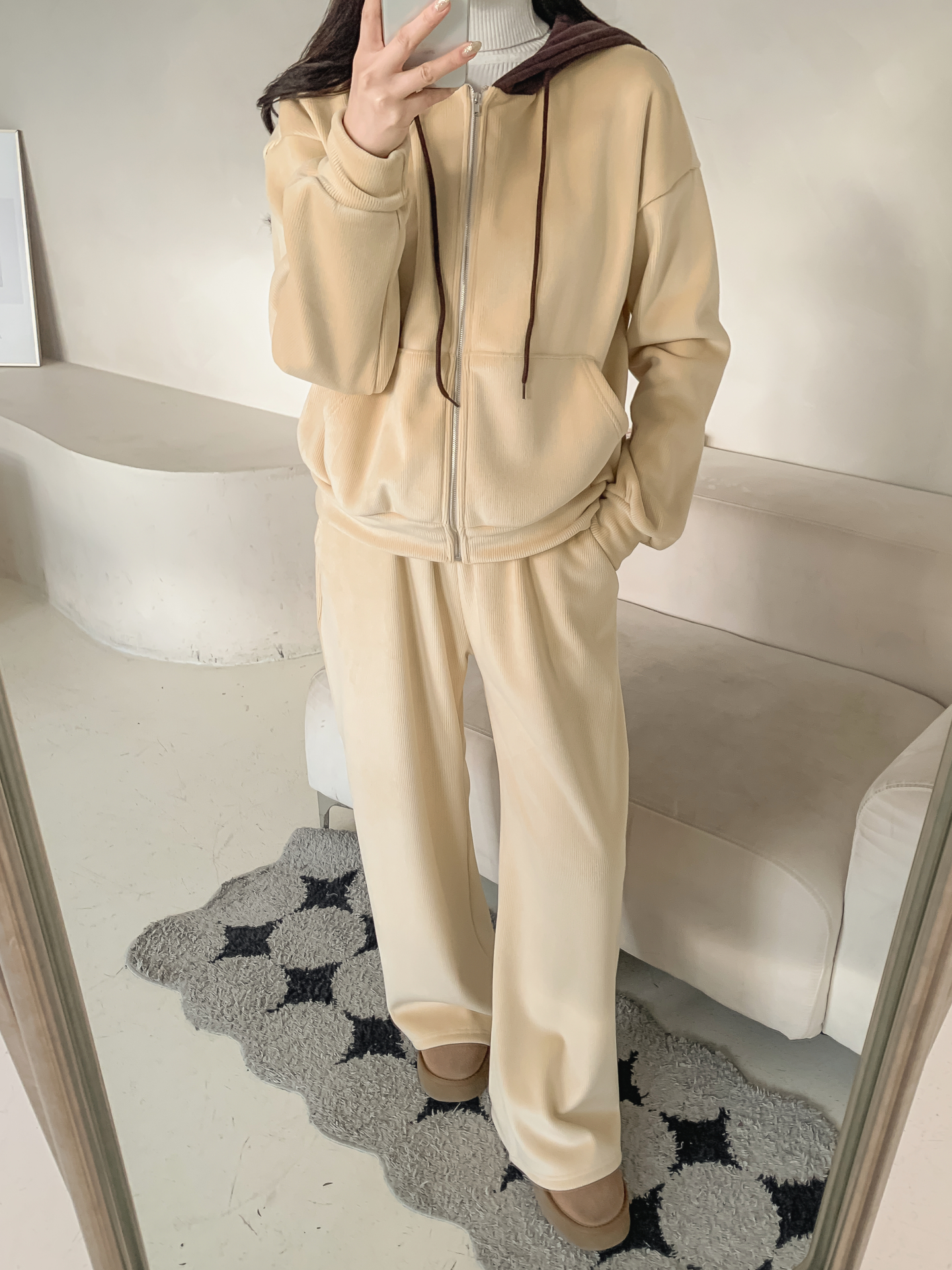 裏起毛ポケットウエストゴムワイドカラーパンツ | 詳細画像9