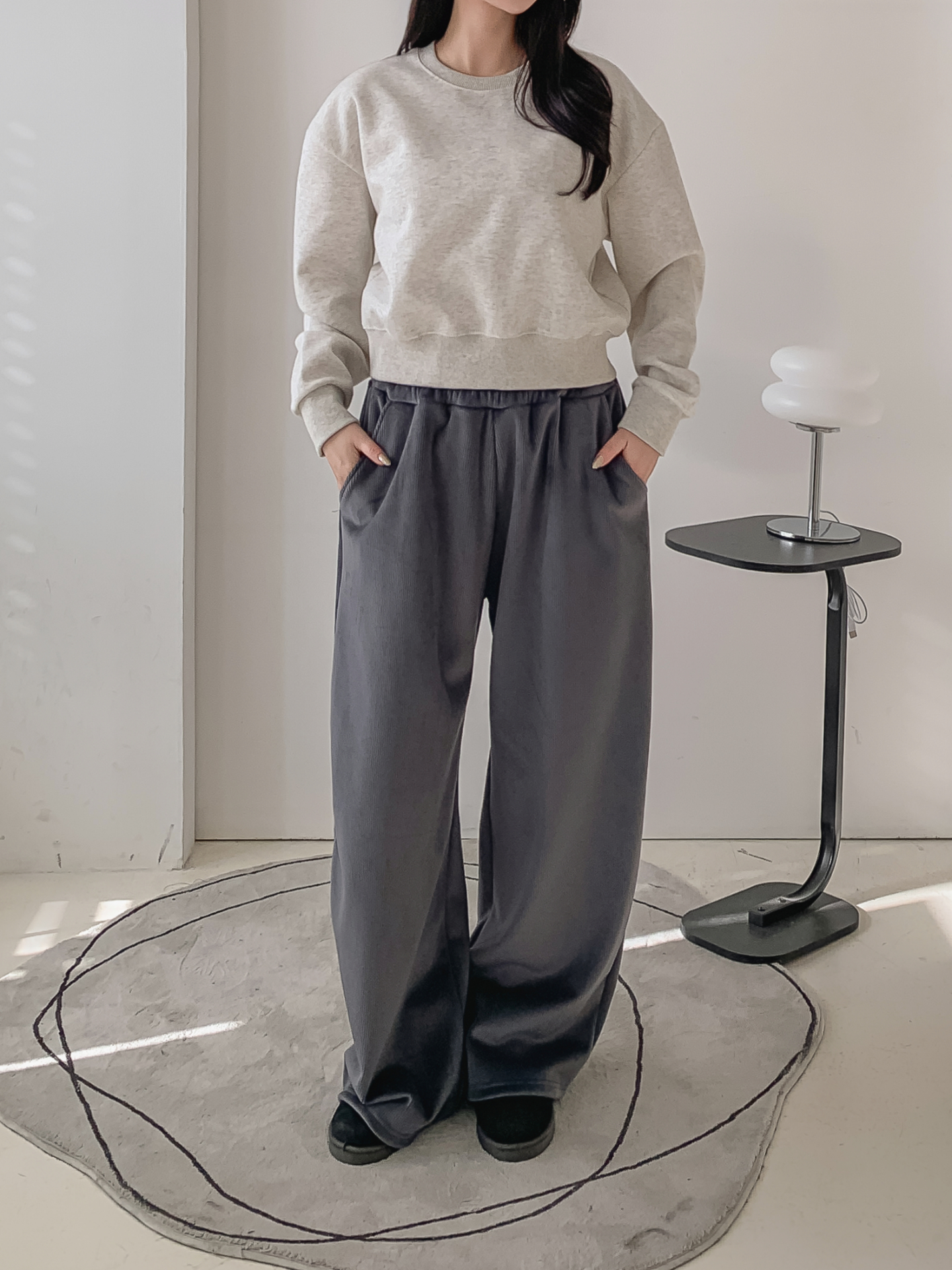 裏起毛ポケットウエストゴムワイドカラーパンツ | 詳細画像10