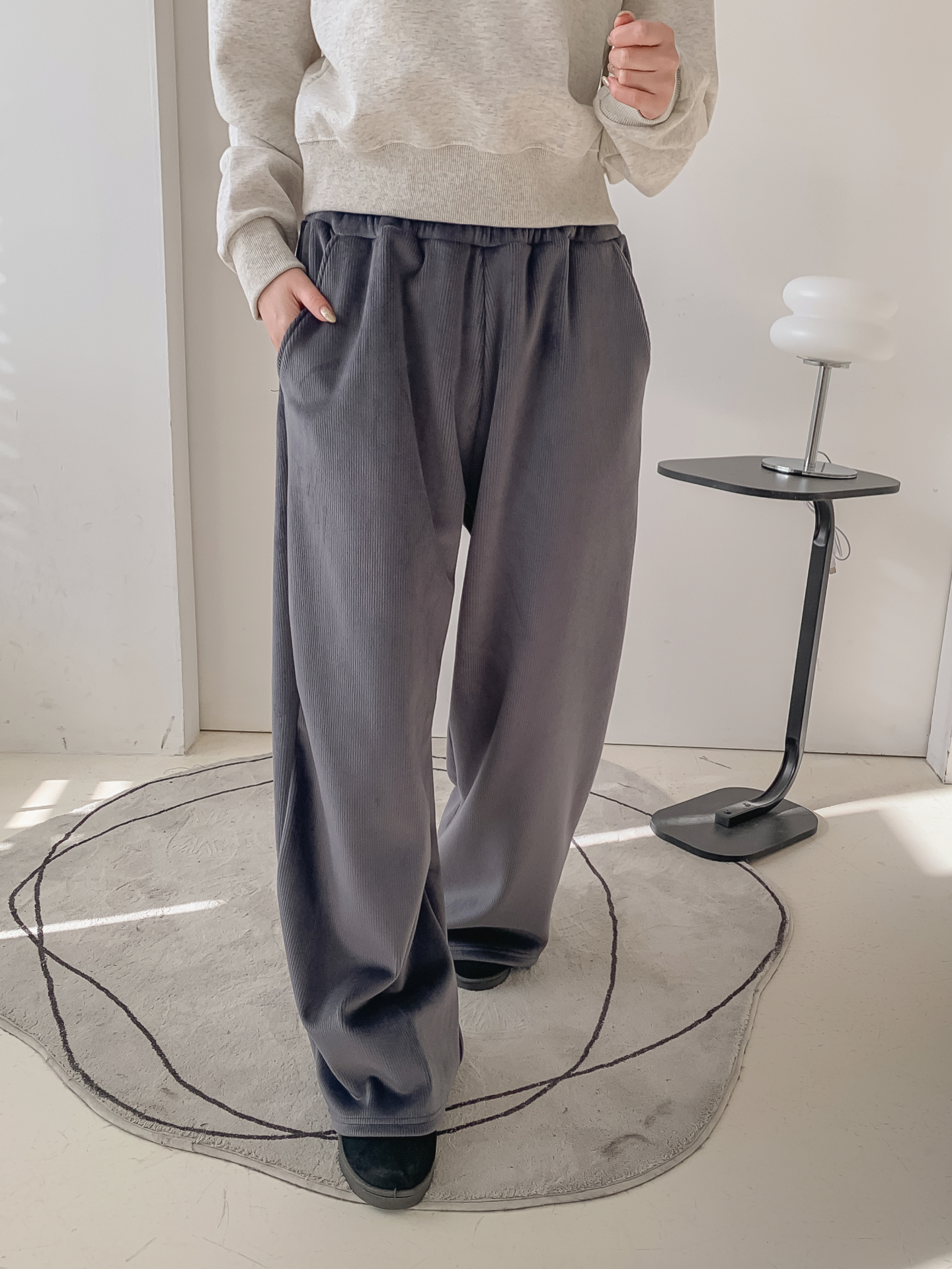 裏起毛ポケットウエストゴムワイドカラーパンツ | 詳細画像11