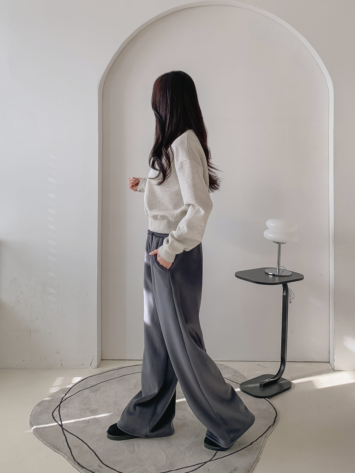 裏起毛ポケットウエストゴムワイドカラーパンツ | 詳細画像12