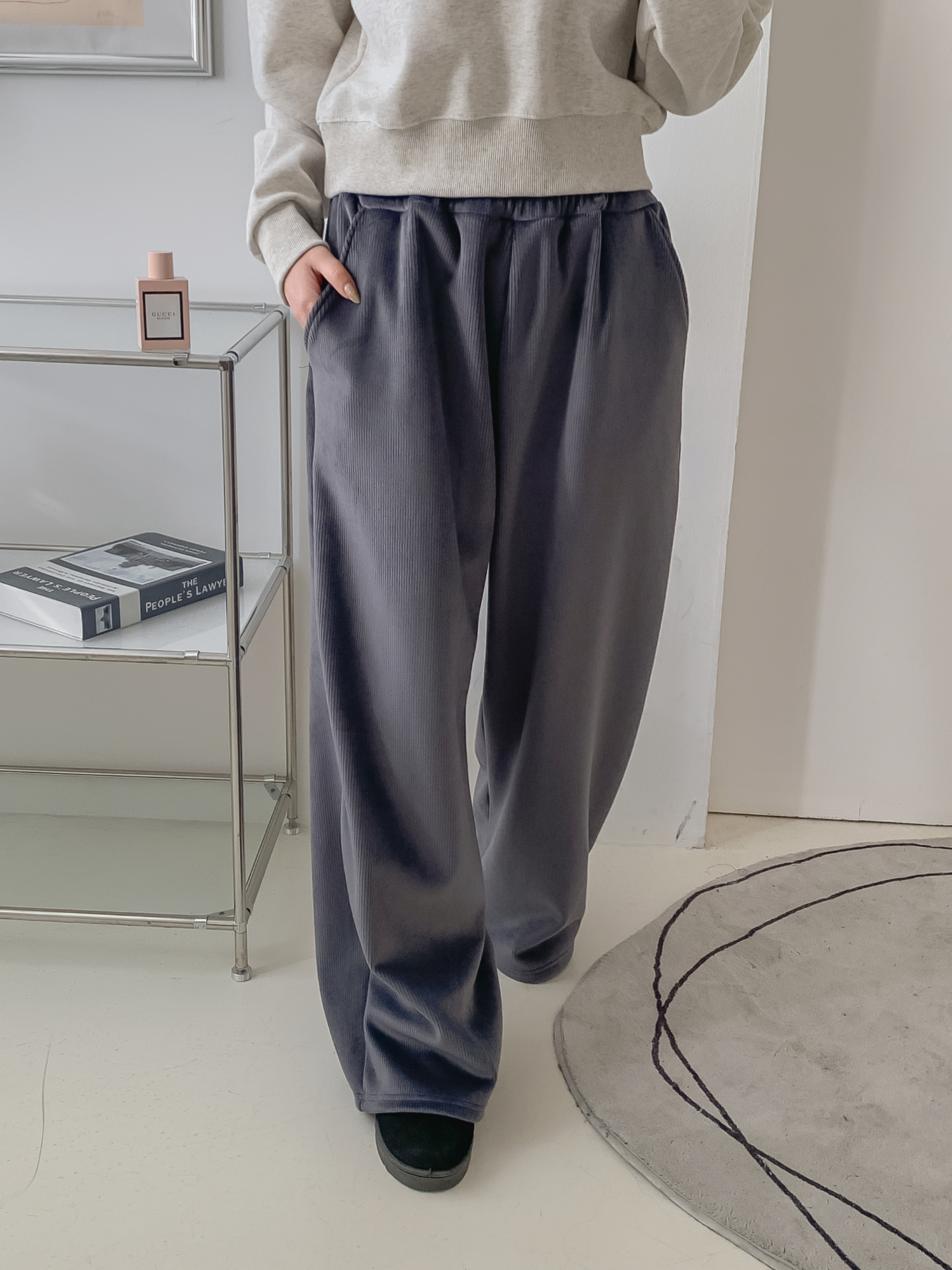 裏起毛ポケットウエストゴムワイドカラーパンツ | 詳細画像15