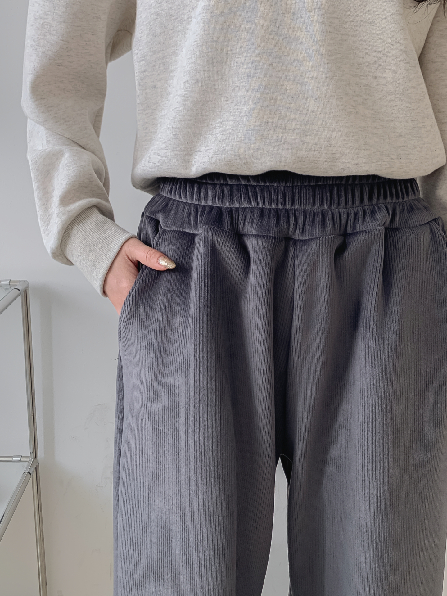 裏起毛ポケットウエストゴムワイドカラーパンツ | 詳細画像16