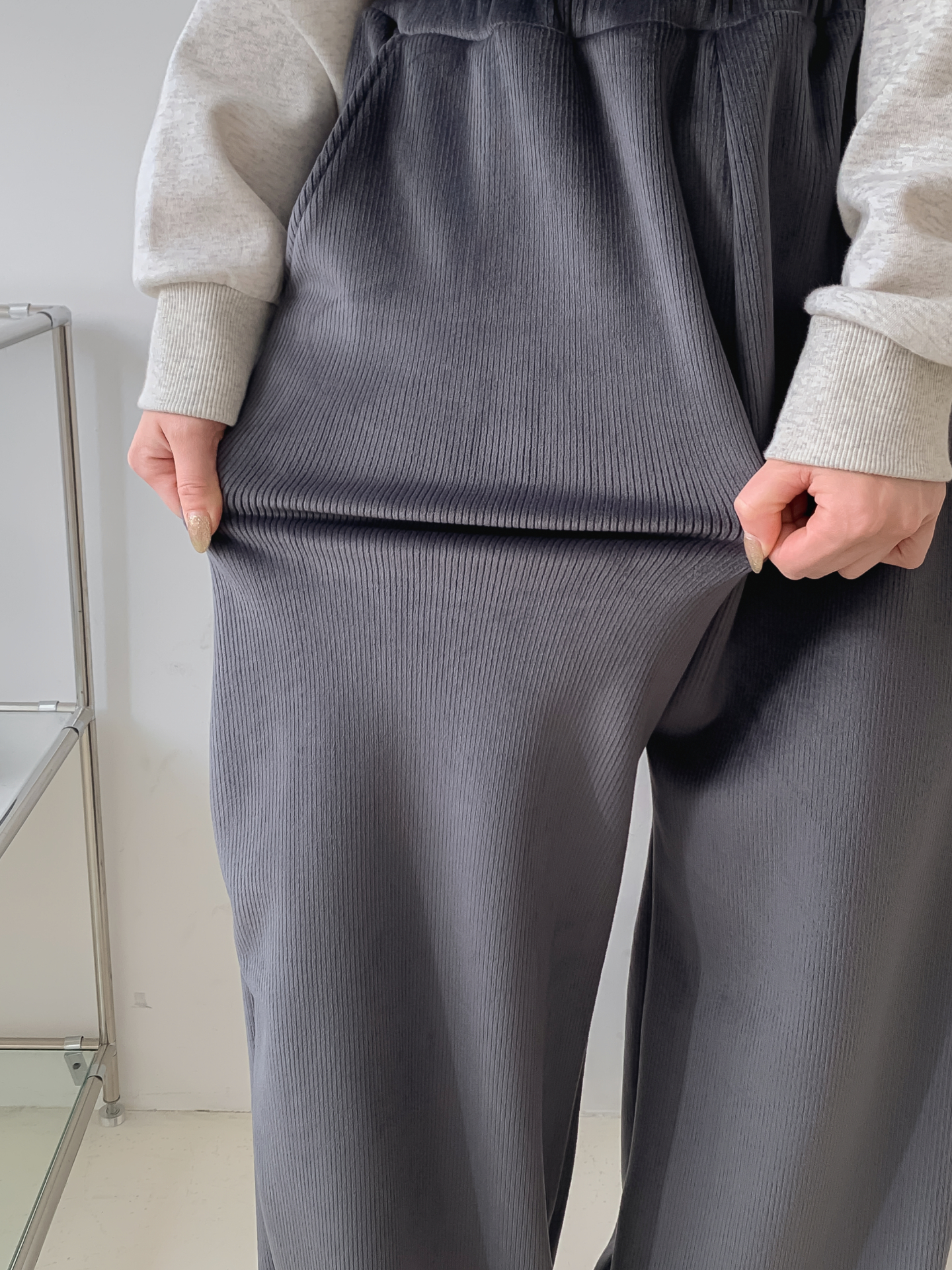 裏起毛ポケットウエストゴムワイドカラーパンツ | 詳細画像18