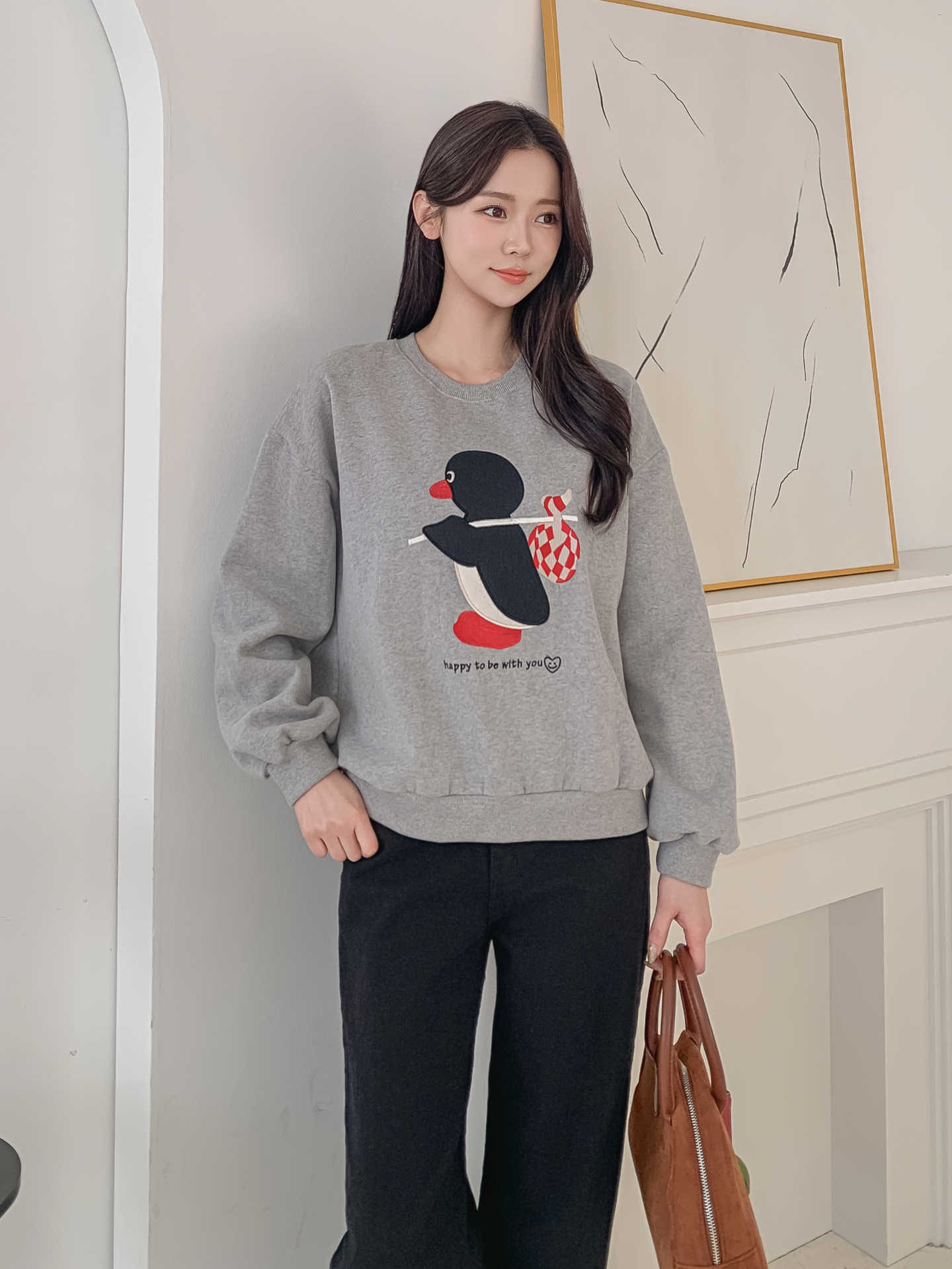 裏起毛ラウンドネック長袖刺繍スウェット | 詳細画像2