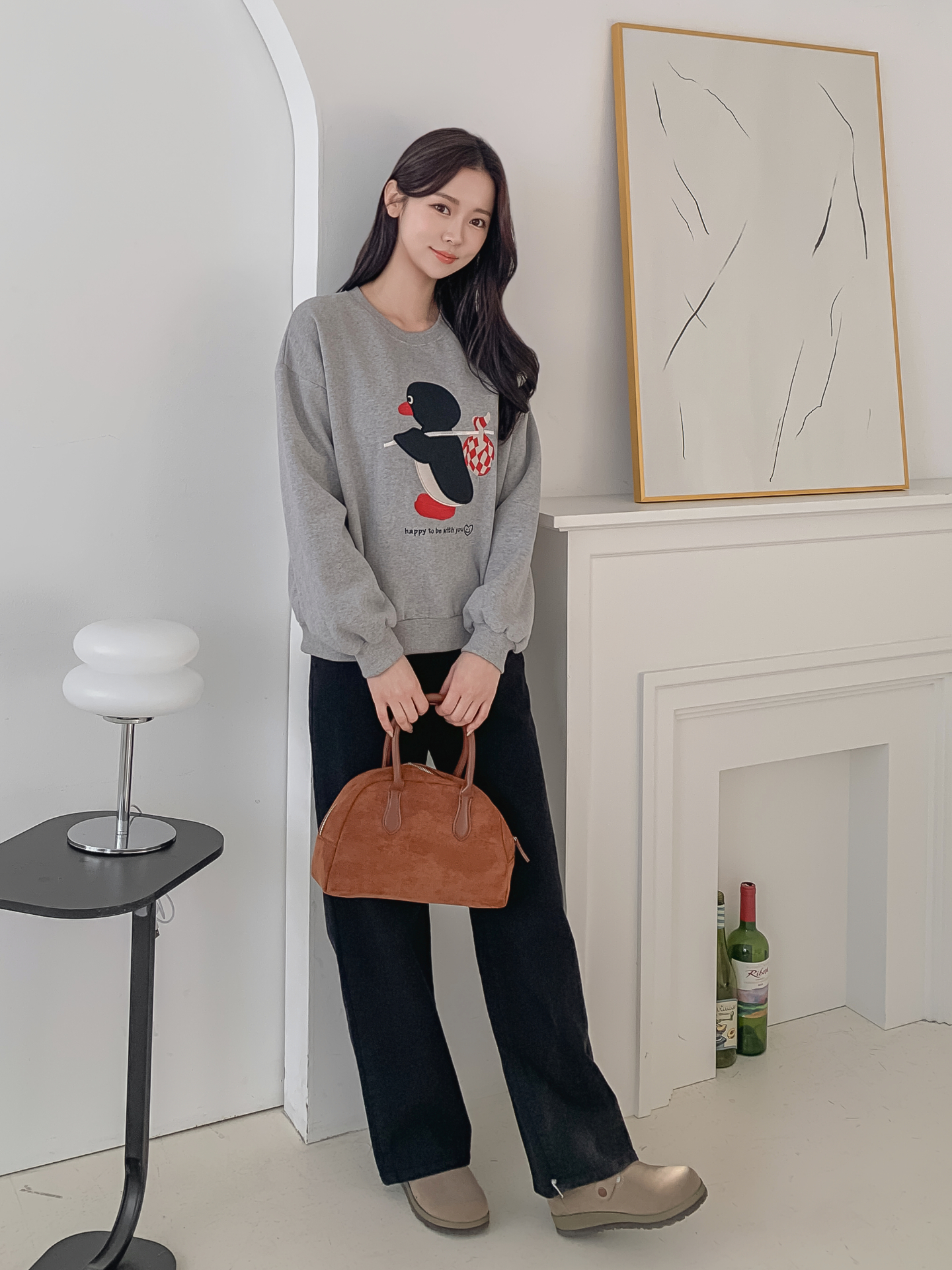 裏起毛ラウンドネック長袖刺繍スウェット | 詳細画像3