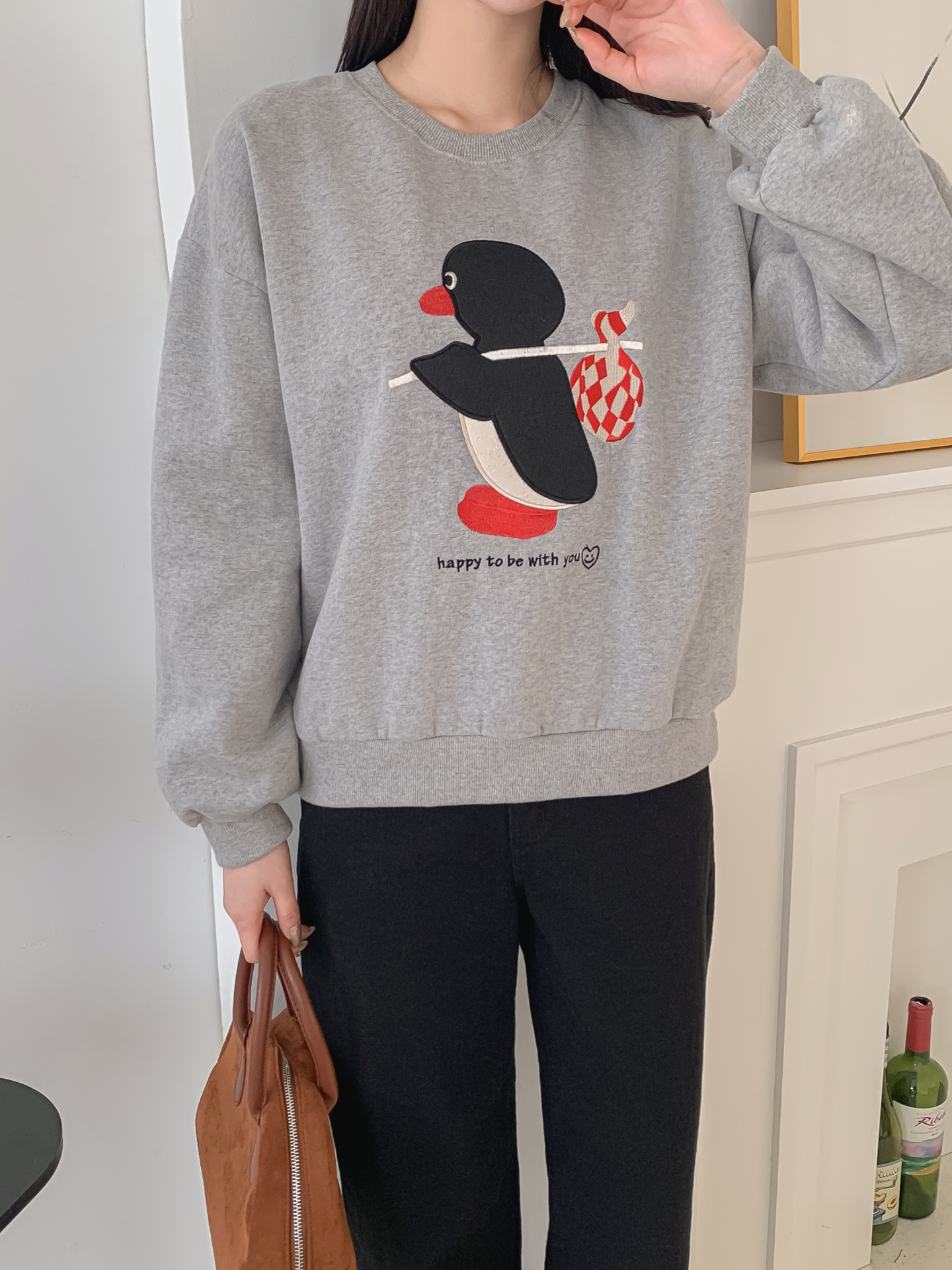 裏起毛ラウンドネック長袖刺繍スウェット | 詳細画像5