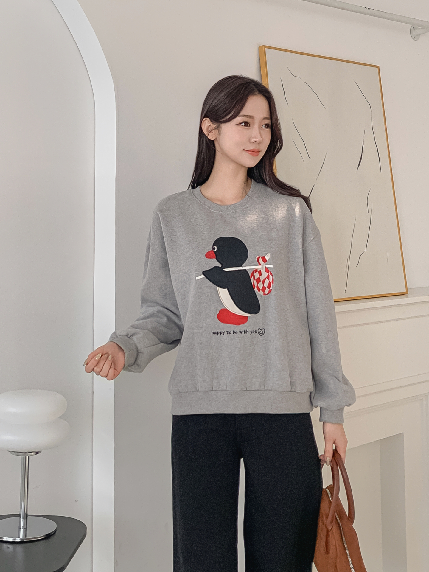 裏起毛ラウンドネック長袖刺繍スウェット | 詳細画像6