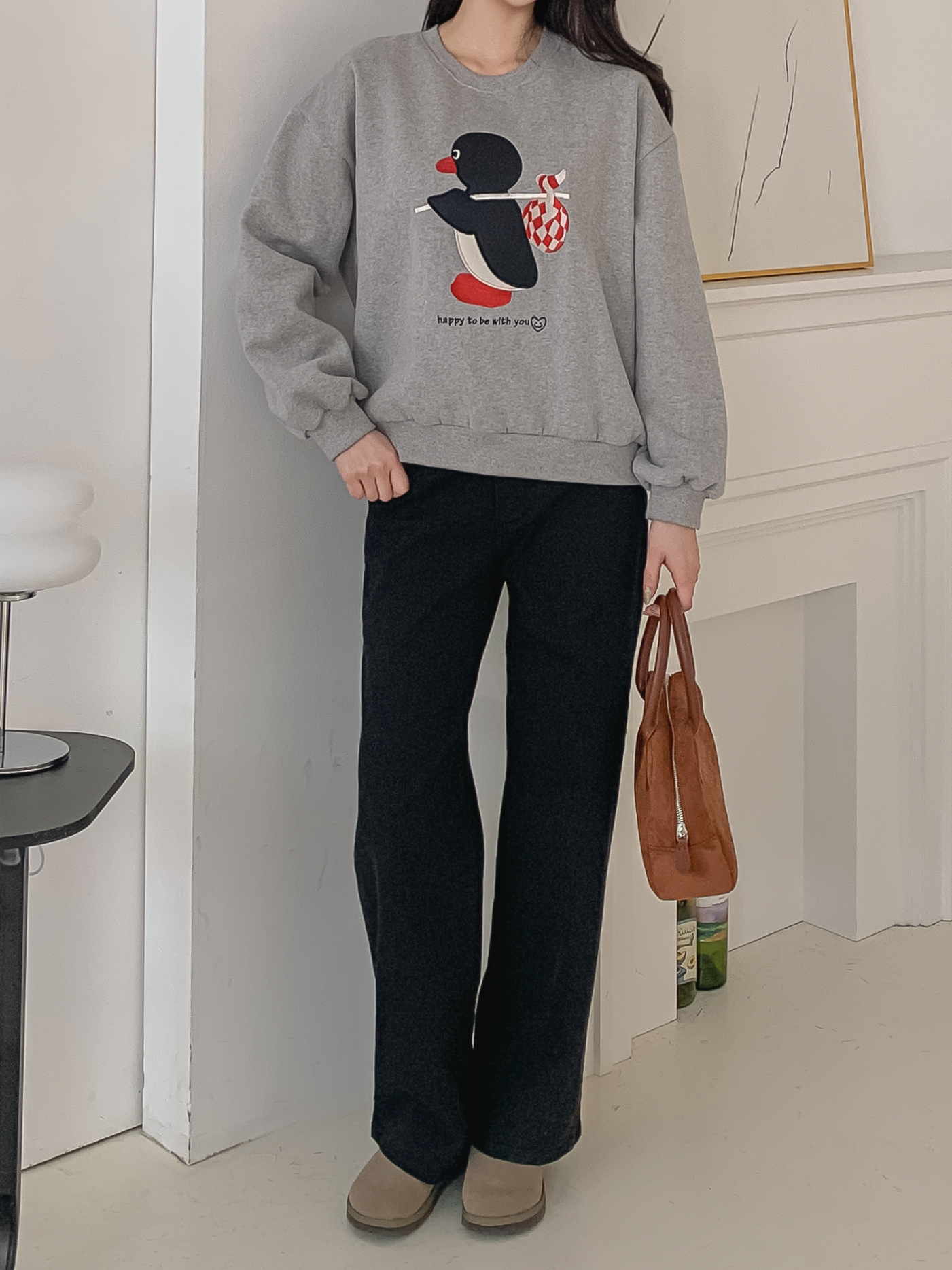 裏起毛ラウンドネック長袖刺繍スウェット | 詳細画像4