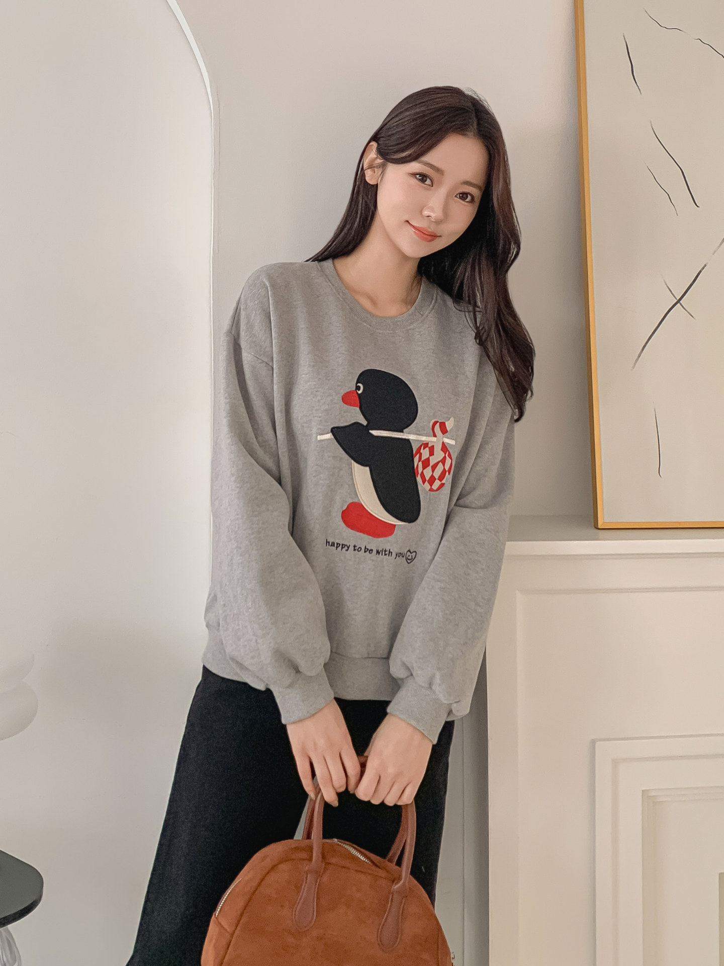 裏起毛ラウンドネック長袖刺繍スウェット | 詳細画像8