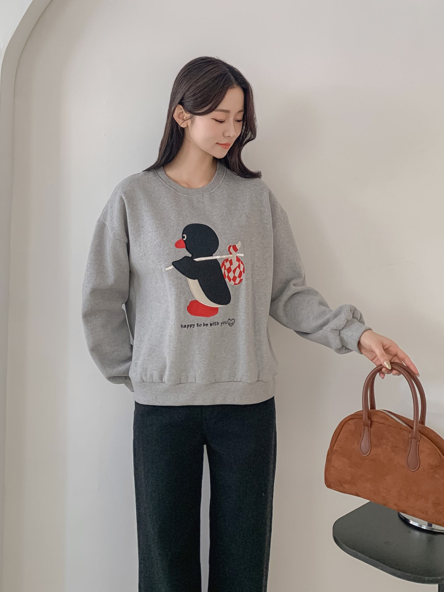 裏起毛ラウンドネック長袖刺繍スウェット | 詳細画像9