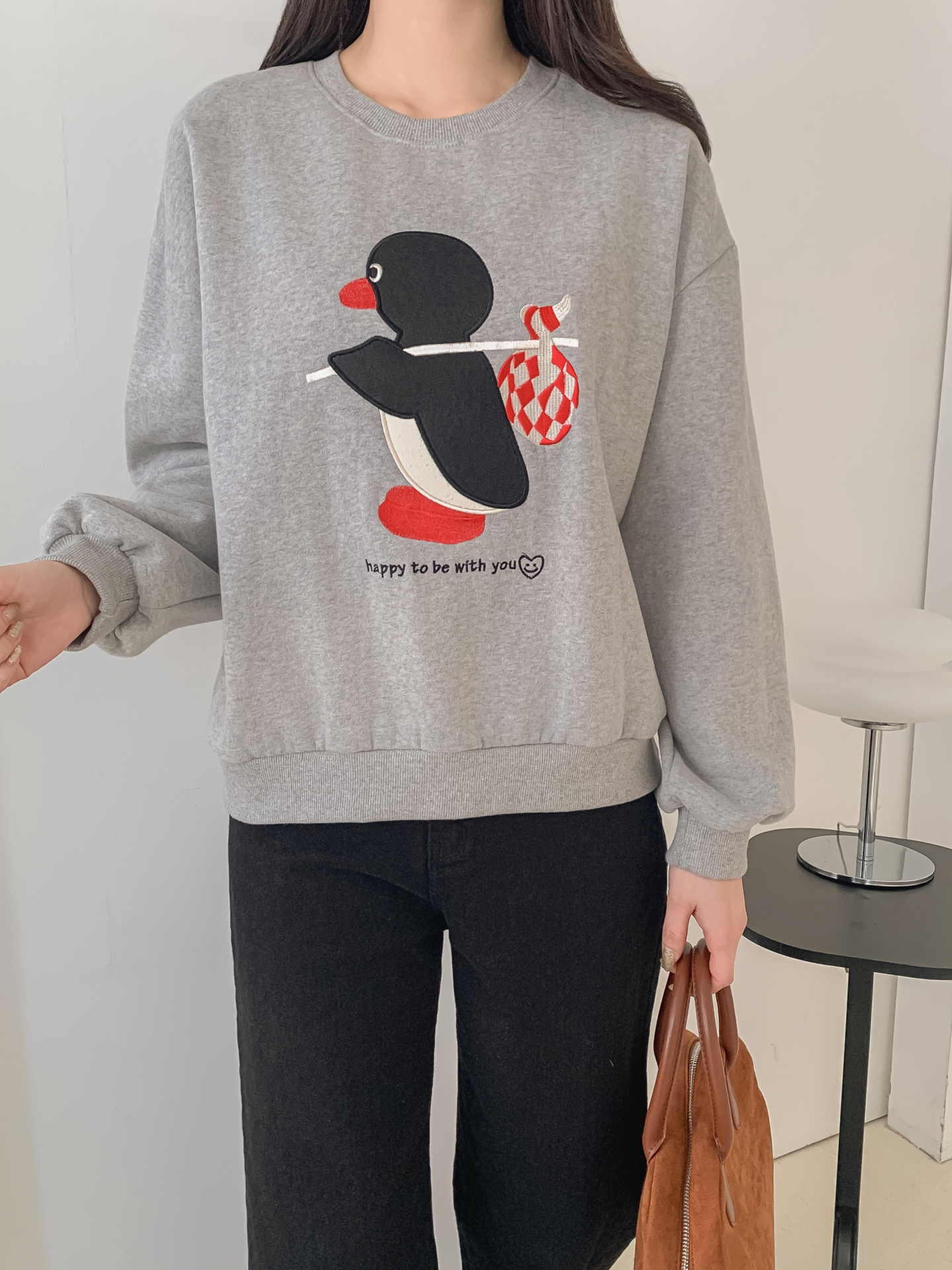 裏起毛ラウンドネック長袖刺繍スウェット | 詳細画像12