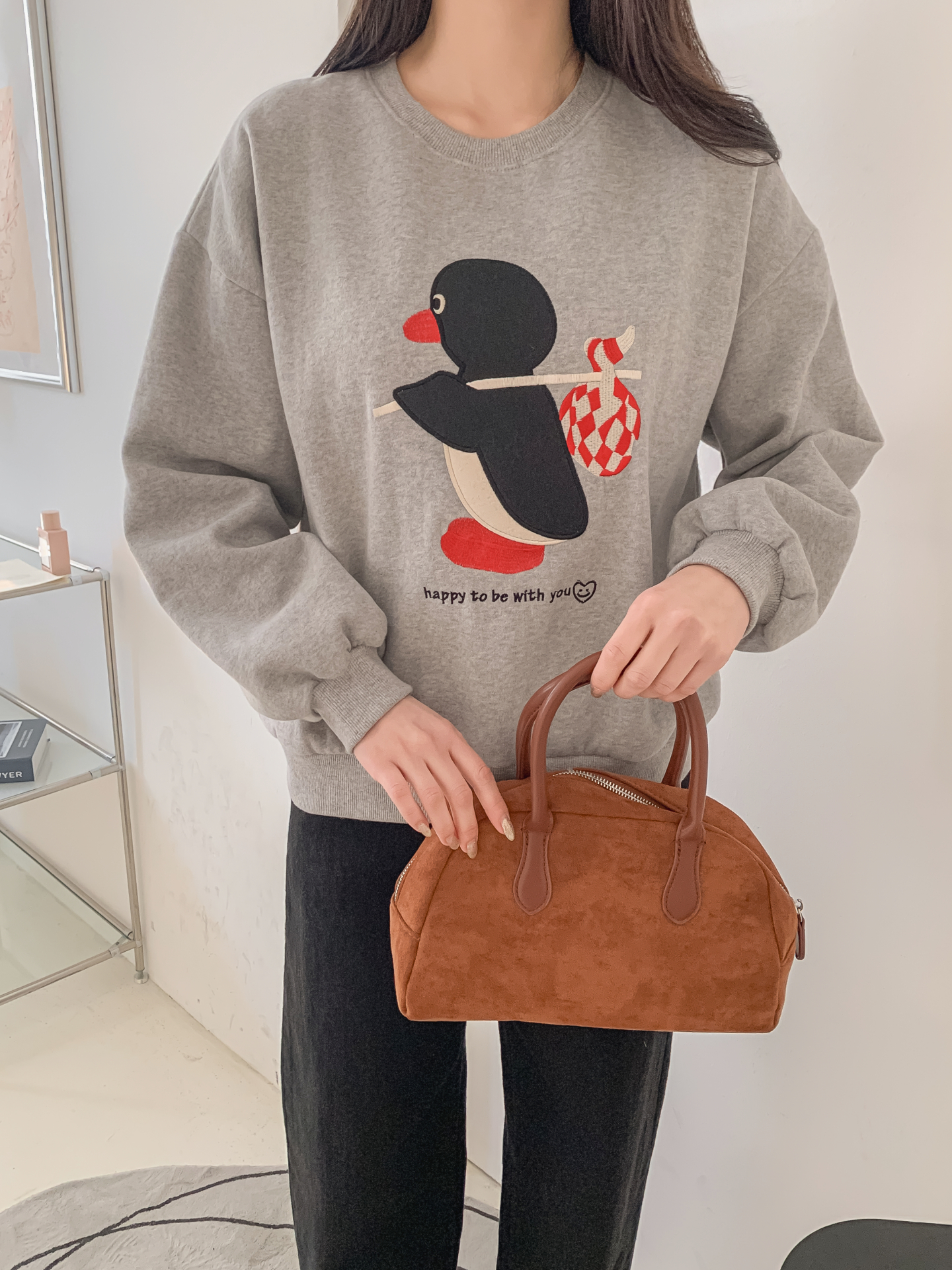 裏起毛ラウンドネック長袖刺繍スウェット | 詳細画像14