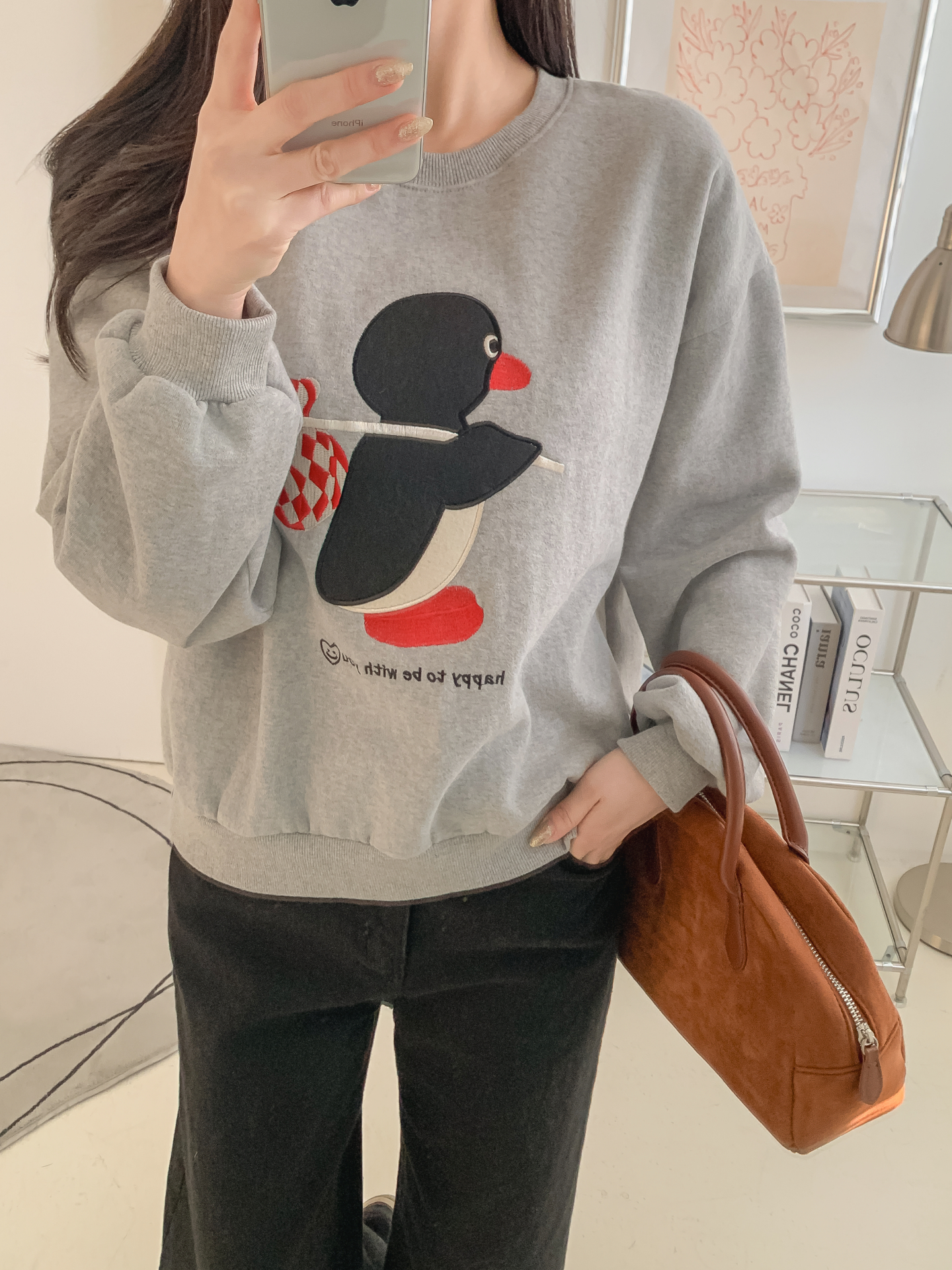 裏起毛ラウンドネック長袖刺繍スウェット | 詳細画像15