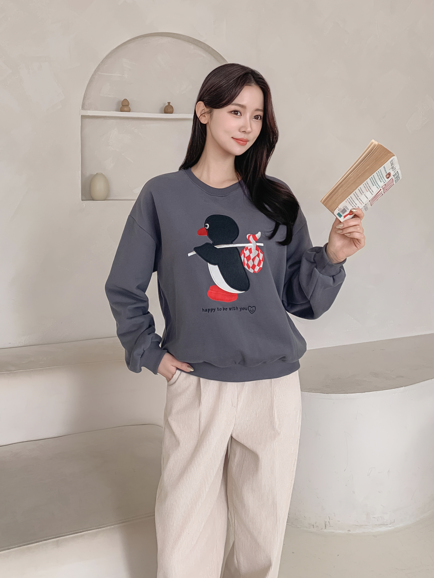 裏起毛ラウンドネック長袖刺繍スウェット | 詳細画像17