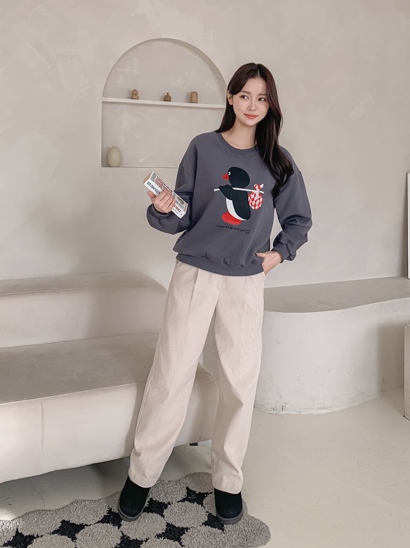 裏起毛ラウンドネック長袖刺繍スウェット | 詳細画像22