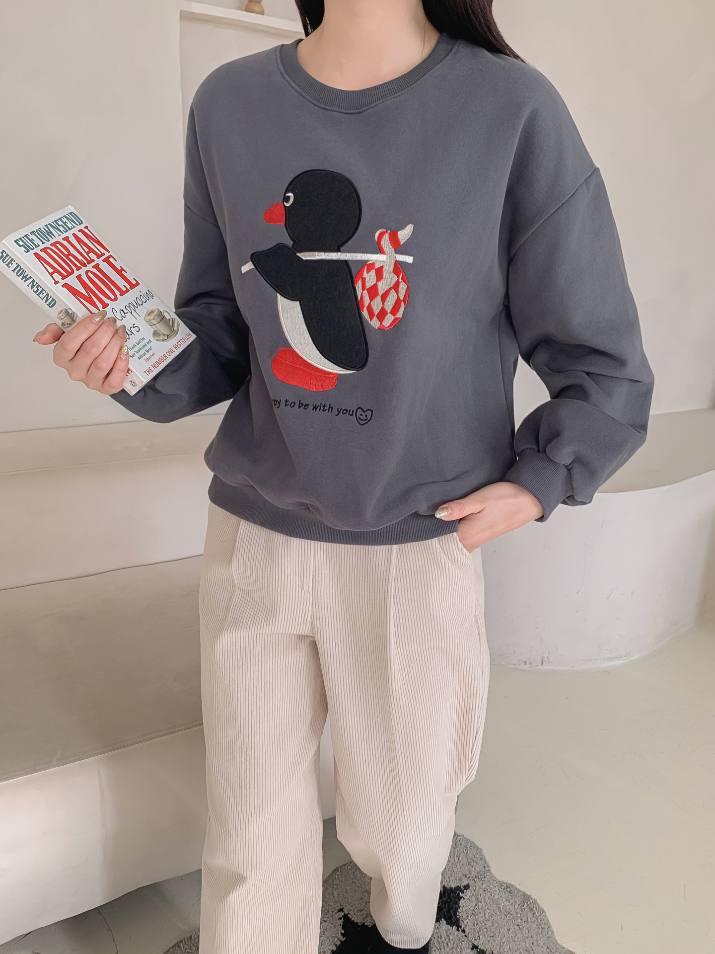 裏起毛ラウンドネック長袖刺繍スウェット | 詳細画像24