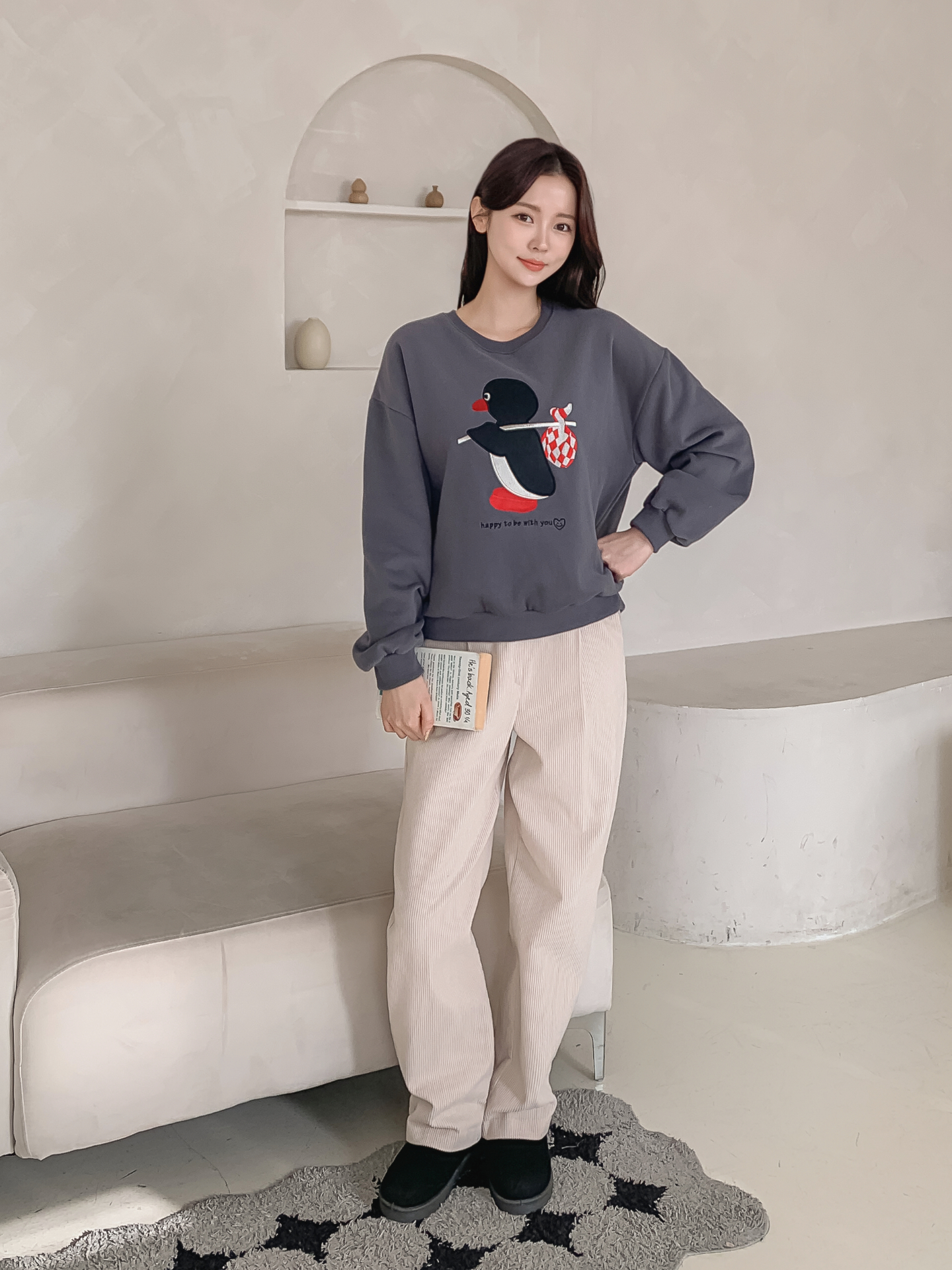 裏起毛ラウンドネック長袖刺繍スウェット | 詳細画像25