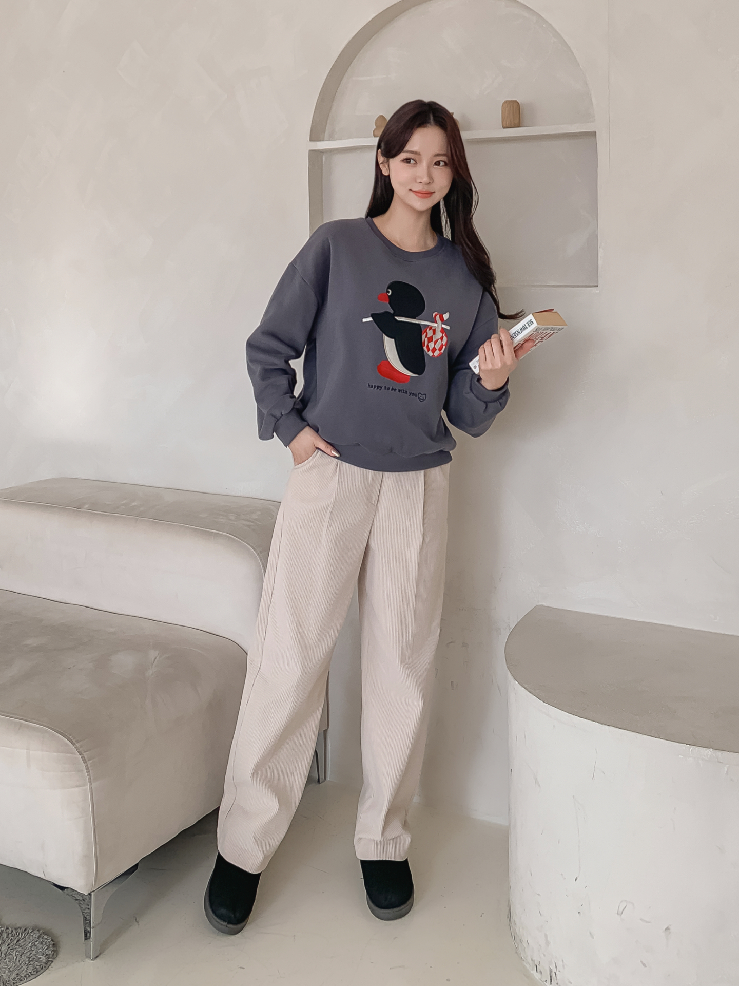 裏起毛ラウンドネック長袖刺繍スウェット | 詳細画像19