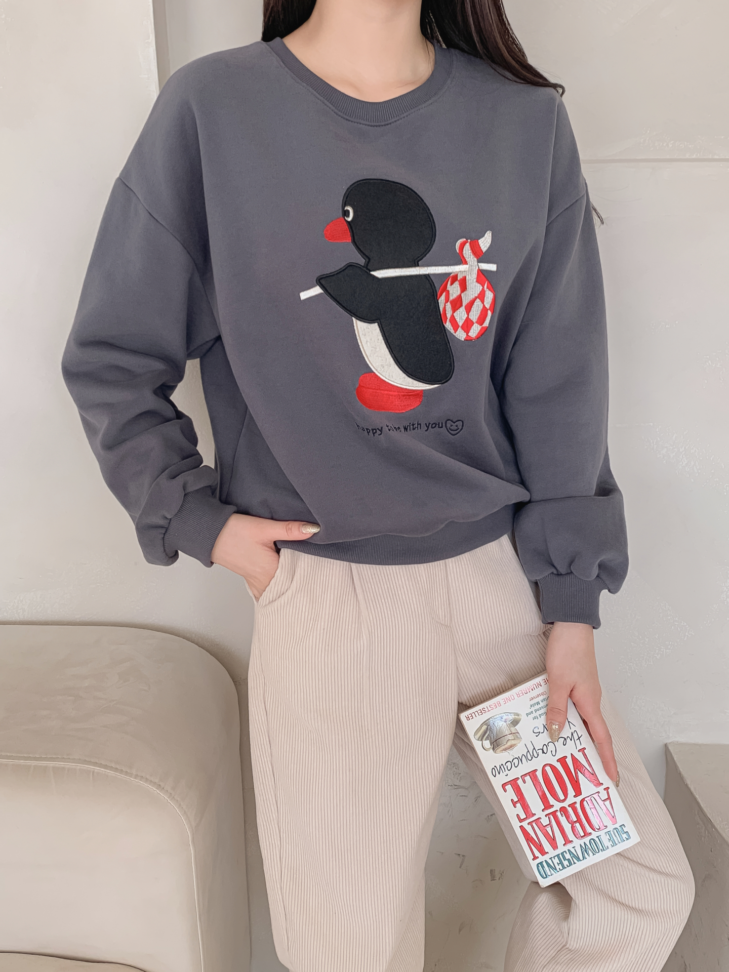 裏起毛ラウンドネック長袖刺繍スウェット | 詳細画像27