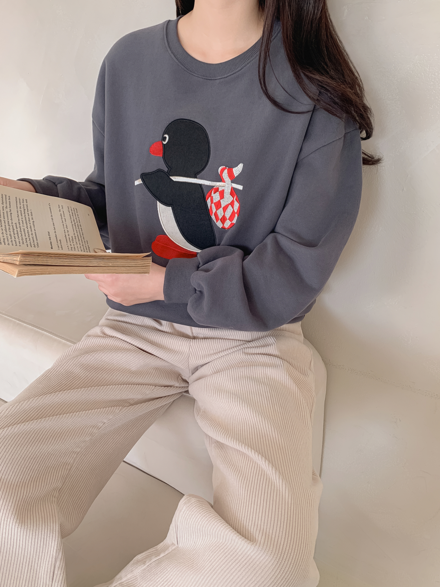 裏起毛ラウンドネック長袖刺繍スウェット | 詳細画像28