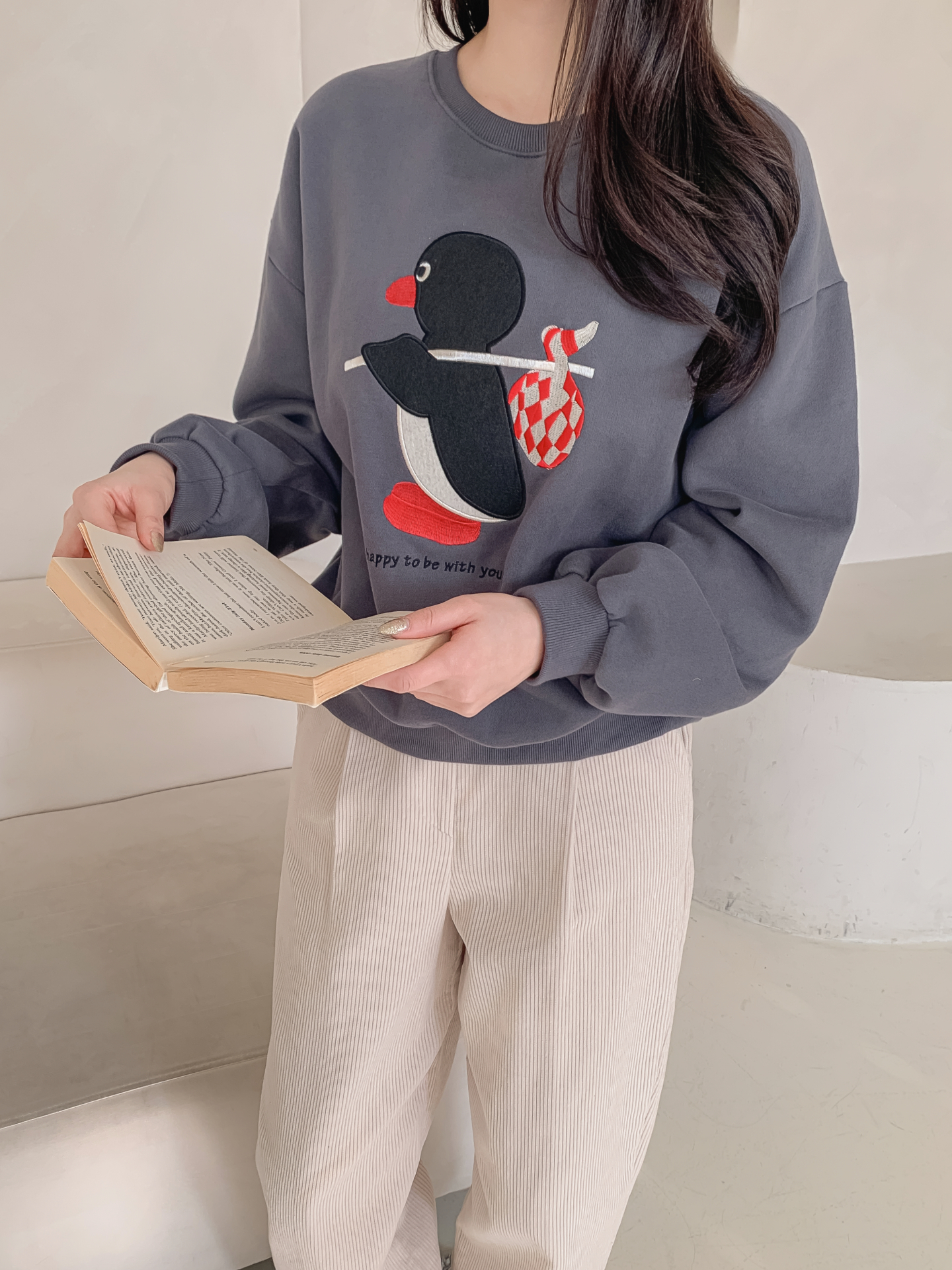 裏起毛ラウンドネック長袖刺繍スウェット | 詳細画像30