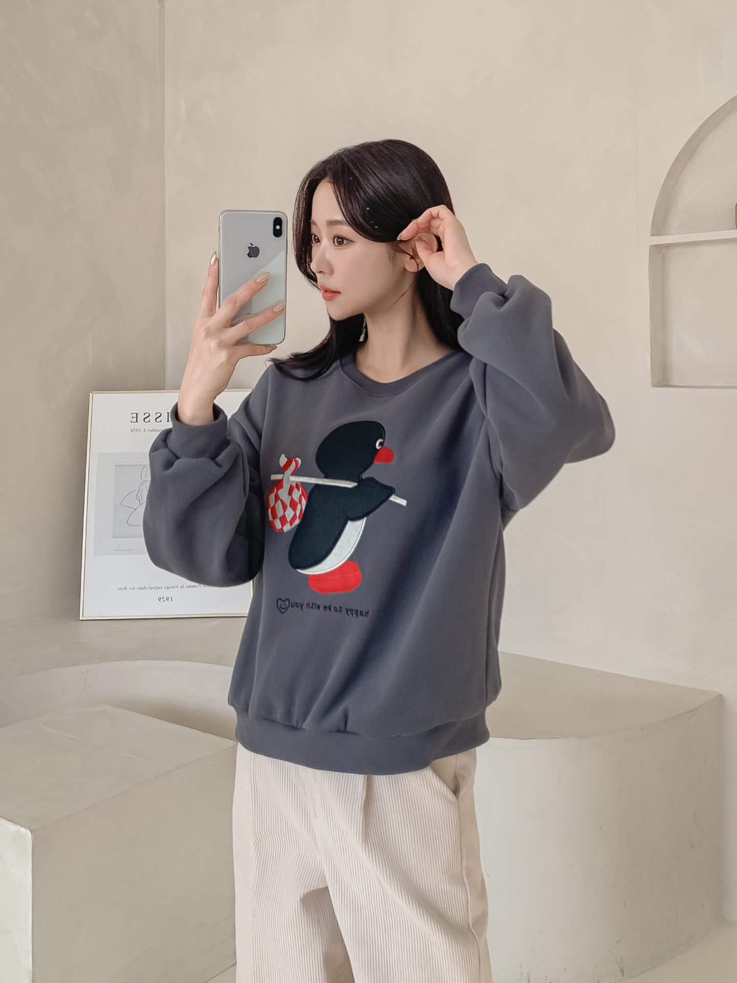 裏起毛ラウンドネック長袖刺繍スウェット | 詳細画像33