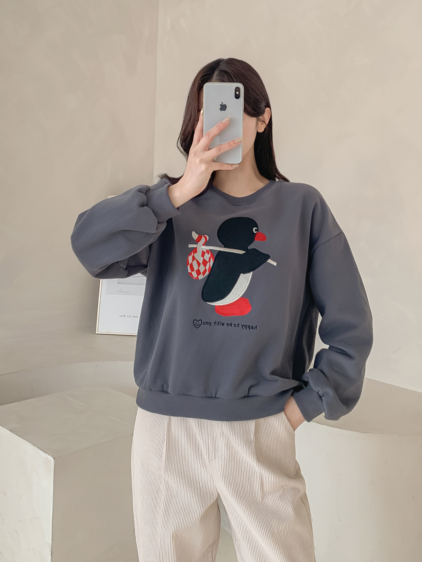 裏起毛ラウンドネック長袖刺繍スウェット | 詳細画像26