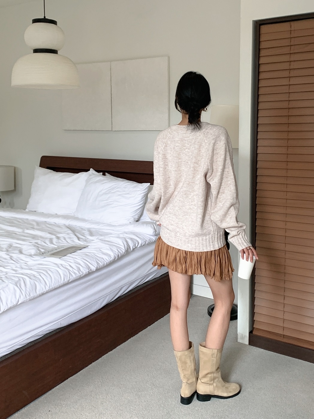 Vネックルーズ長袖ニット | 詳細画像5