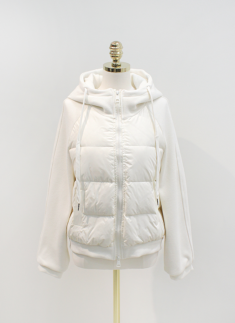 シャギーダックダウンコンビジップアップフードポケットウエストゴム