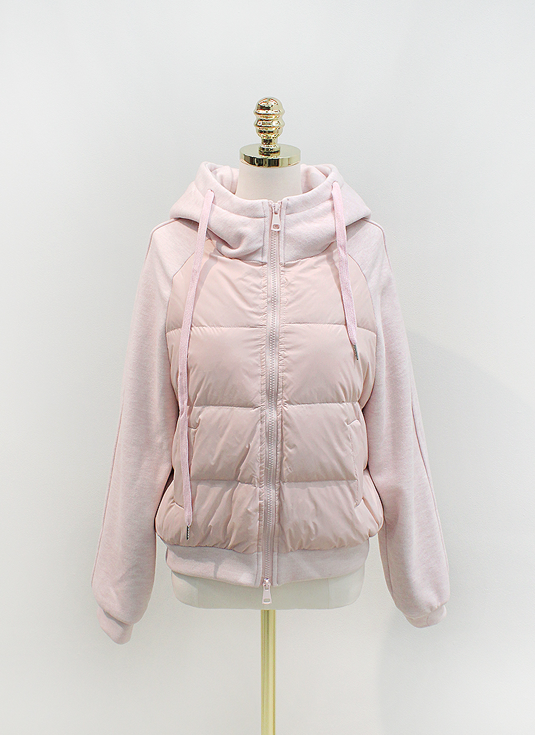 シャギーダックダウンコンビジップアップフードポケットウエストゴム