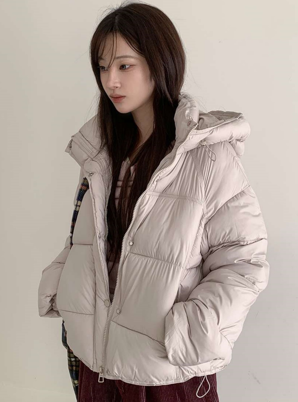 ウェルロンジップアップフードポケットショート長袖ダウンジャケット | 詳細画像5