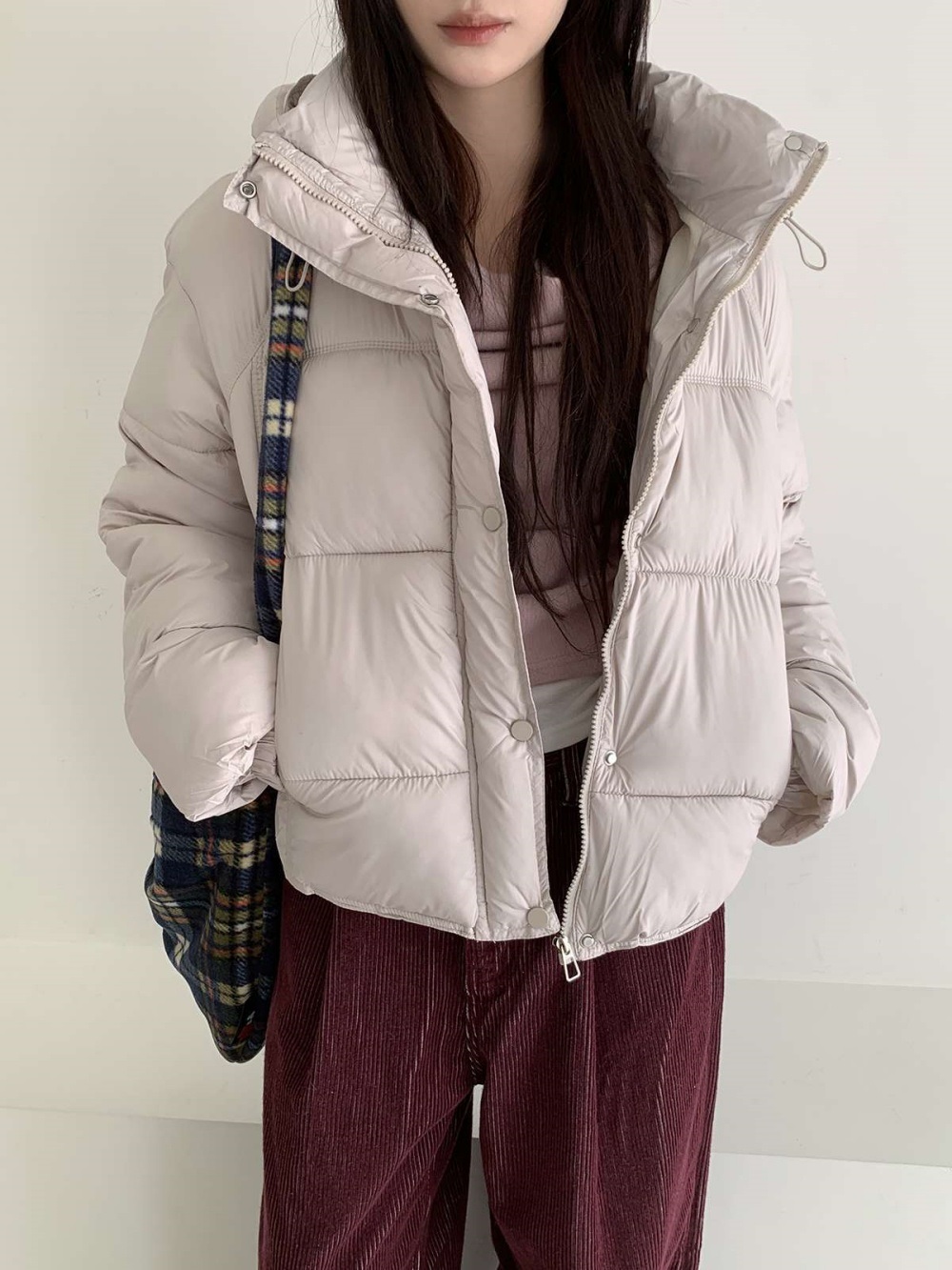ウェルロンジップアップフードポケットショート長袖ダウンジャケット | 詳細画像6