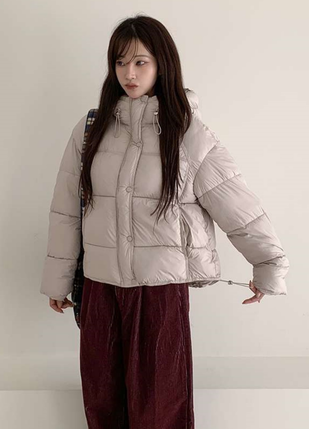 ウェルロンジップアップフードポケットショート長袖ダウンジャケット | 詳細画像8