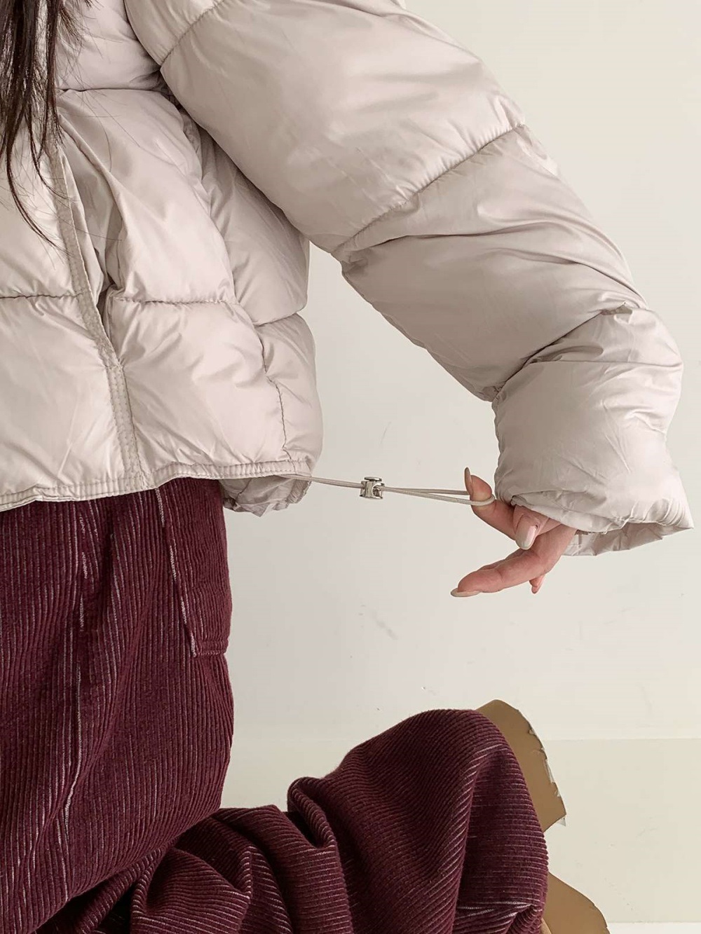 ウェルロンジップアップフードポケットショート長袖ダウンジャケット | 詳細画像9