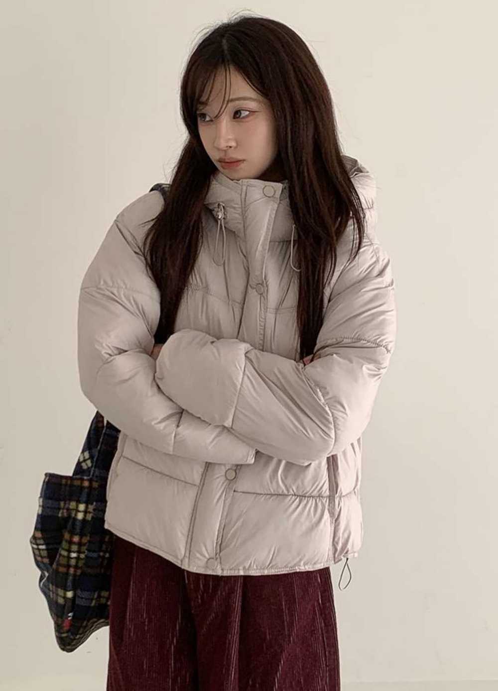 ウェルロンジップアップフードポケットショート長袖ダウンジャケット | 詳細画像10