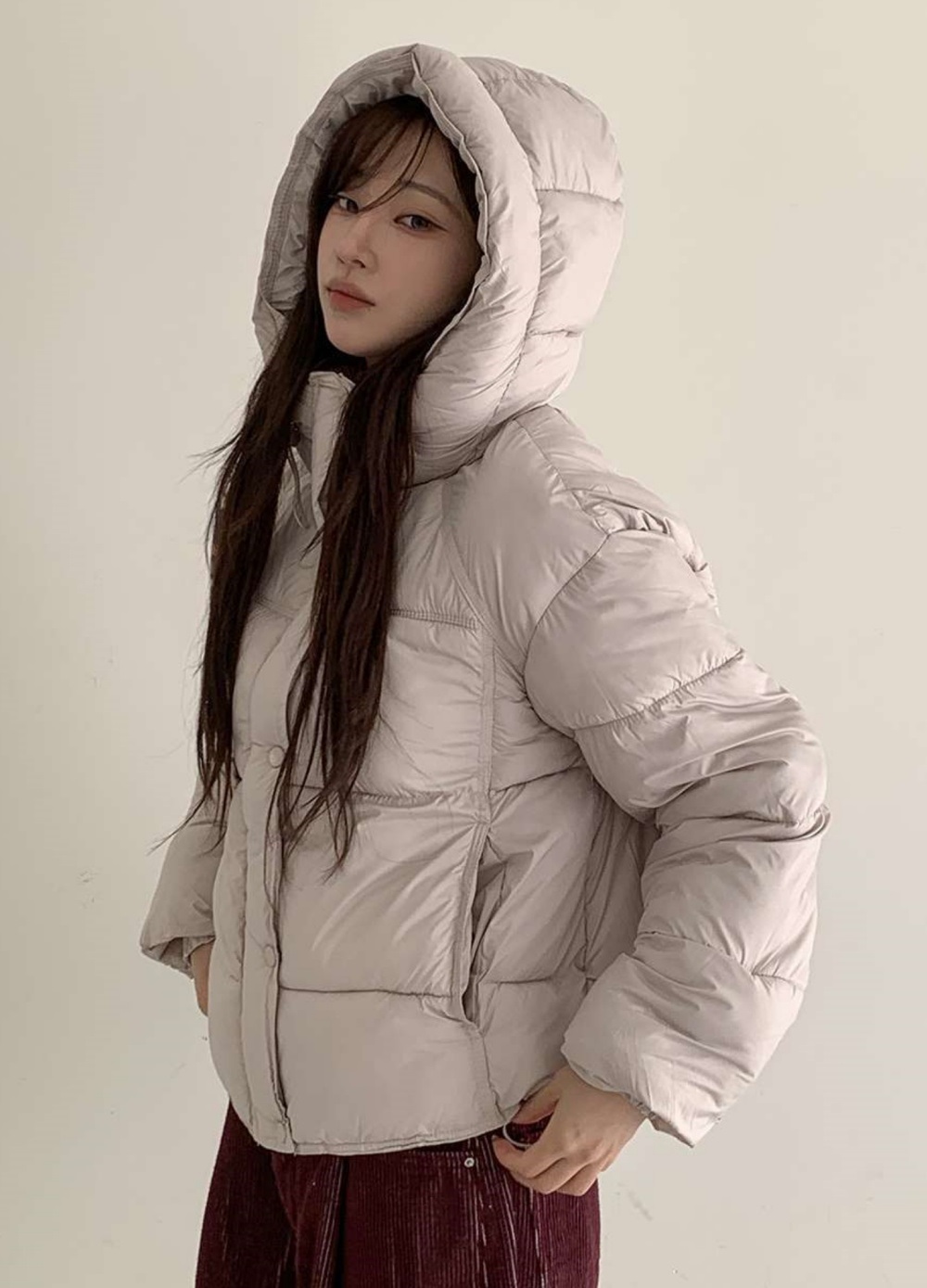 ウェルロンジップアップフードポケットショート長袖ダウンジャケット | 詳細画像11