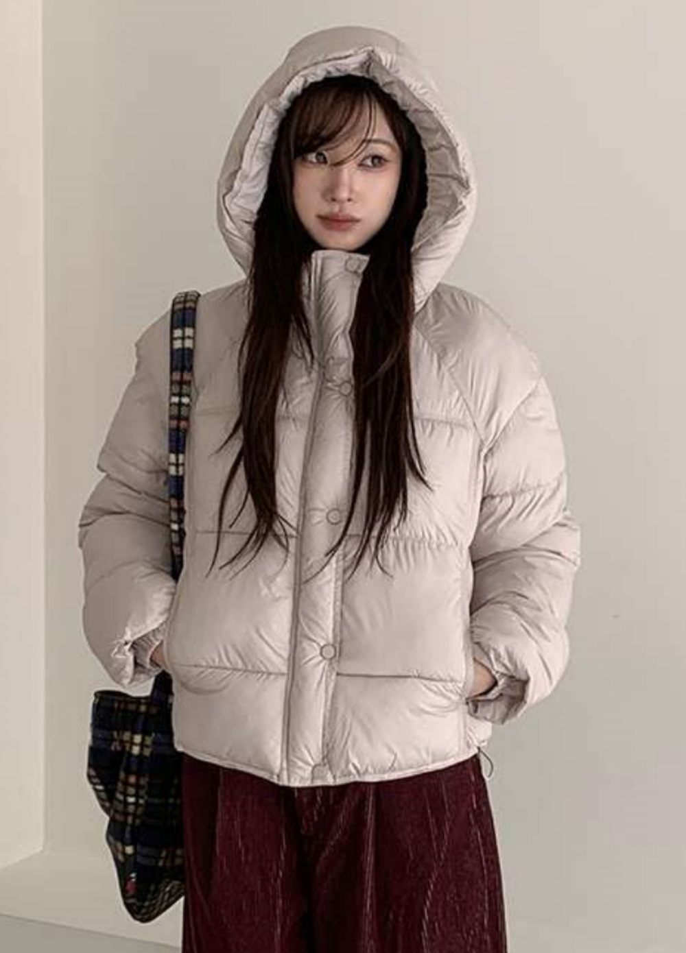 ウェルロンジップアップフードポケットショート長袖ダウンジャケット | 詳細画像12