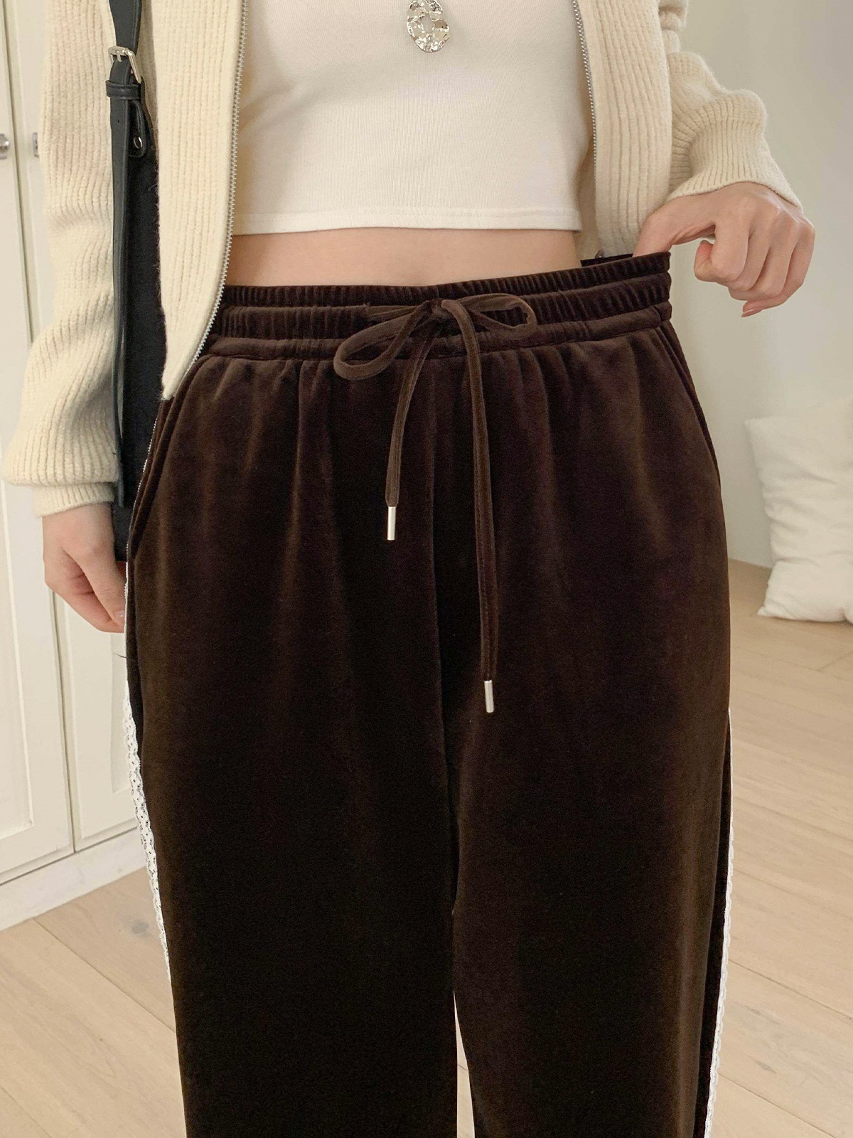 ソフトコンビベロアポケットウエストゴムロングトラックレースパンツトレーニング | 詳細画像6