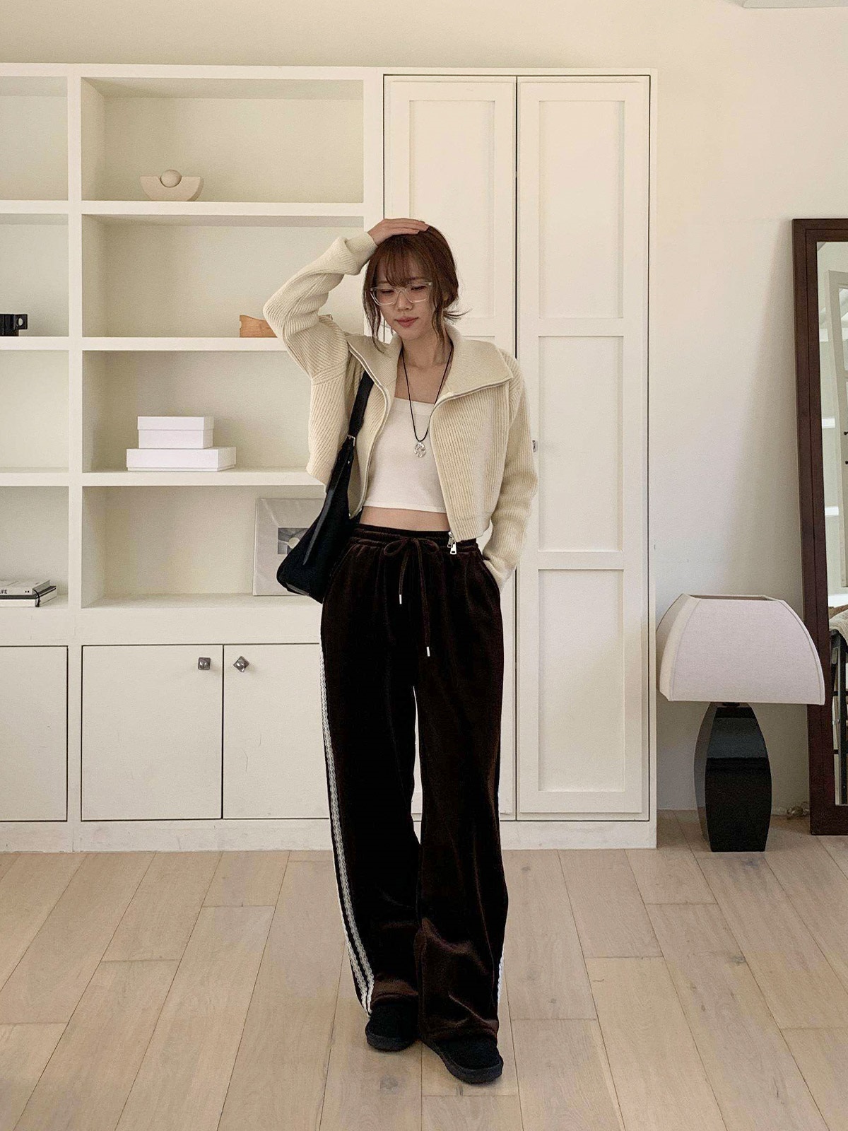 ソフトコンビベロアポケットウエストゴムロングトラックレースパンツトレーニング | 詳細画像11