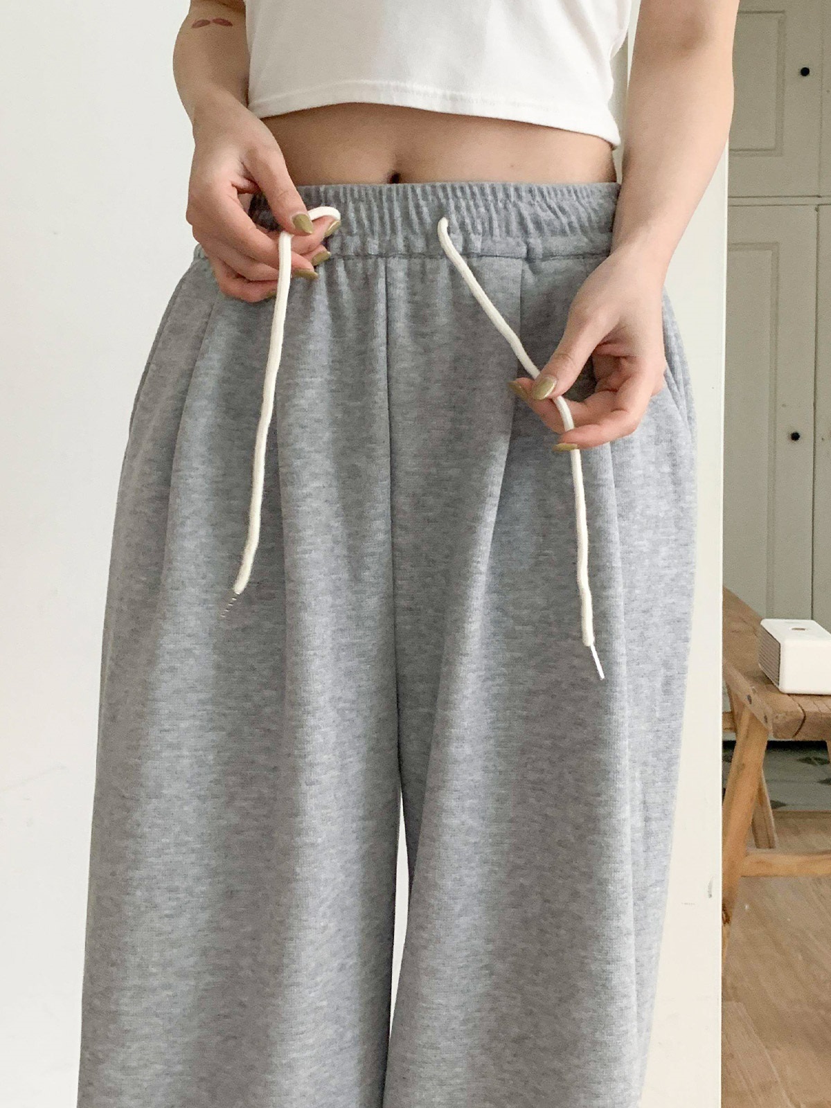 裏起毛ポケットウエストゴムツータックワイドパンツトレーニング | 詳細画像7