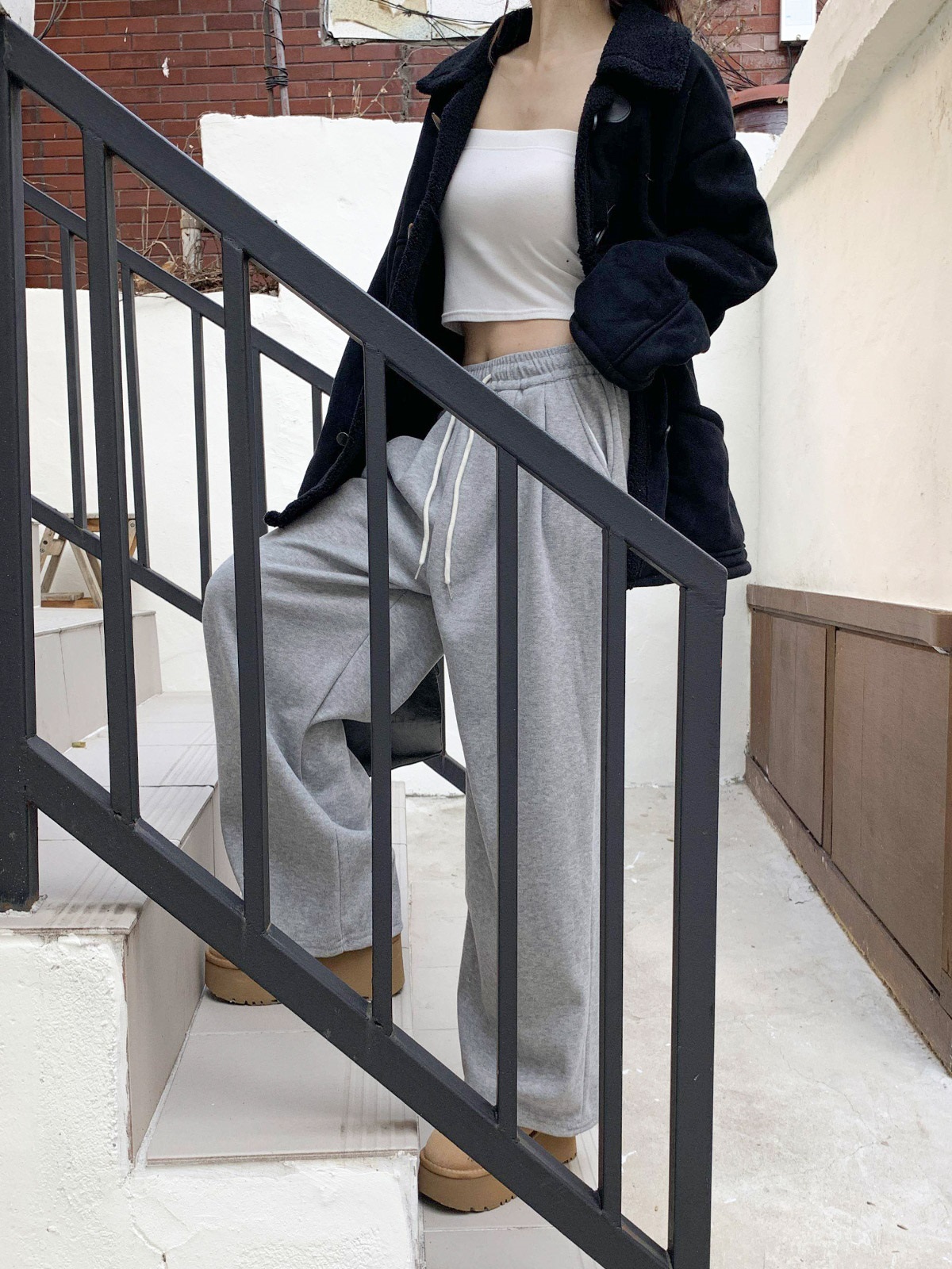 裏起毛ポケットウエストゴムツータックワイドパンツトレーニング | 詳細画像11