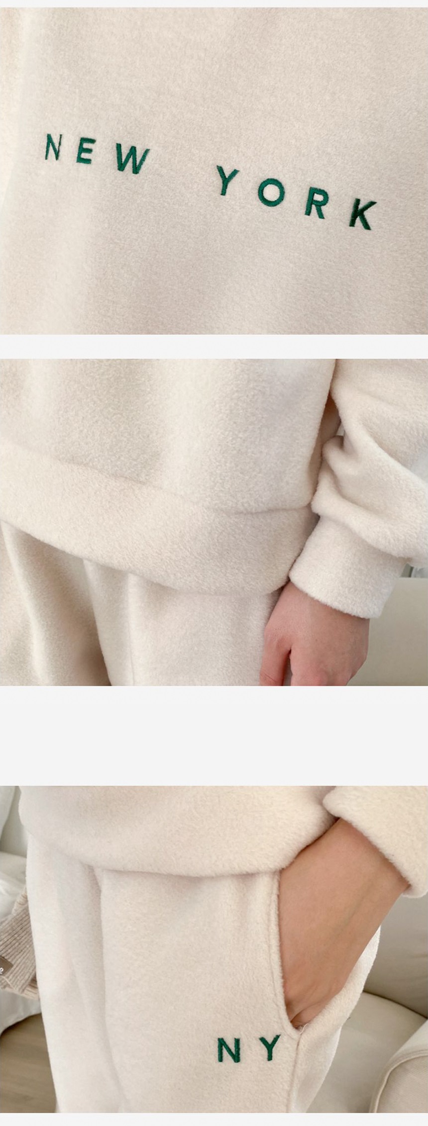 両起毛ソフトラウンドネックウエストゴムルーズ長袖刺繍セットアップパンツスウェットトレーニング | 詳細画像6