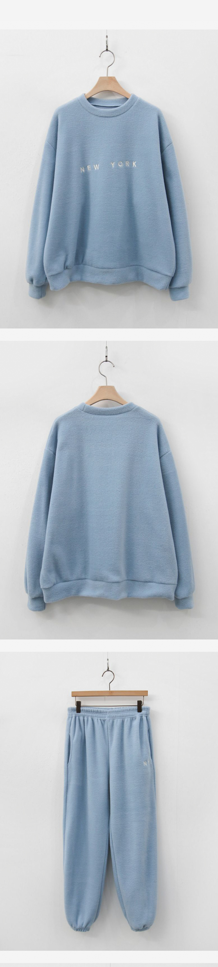 両起毛ソフトラウンドネックウエストゴムルーズ長袖刺繍セットアップパンツスウェットトレーニング | 詳細画像8