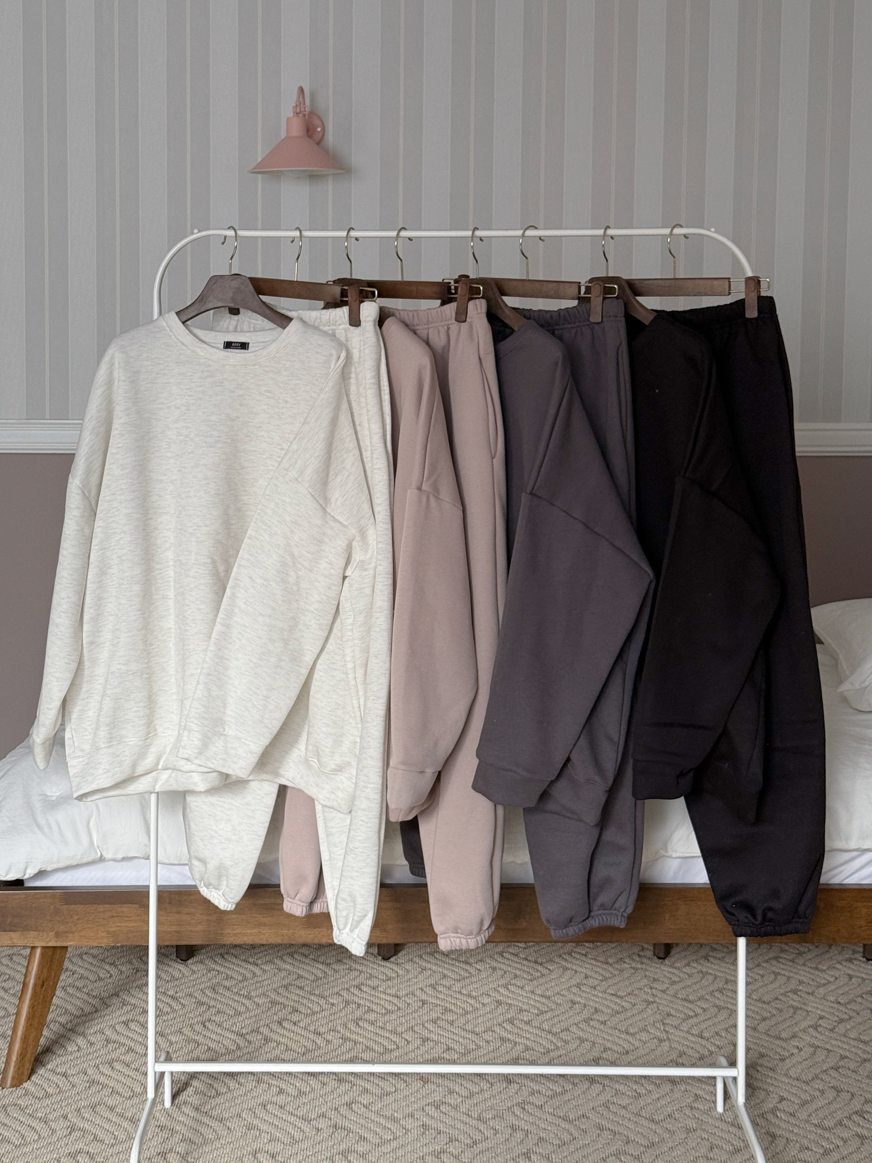 裏起毛ラウンドネックポケットウエストゴムルーズ長袖ジョガーセットアップパンツスウェットトレーニング | 詳細画像13