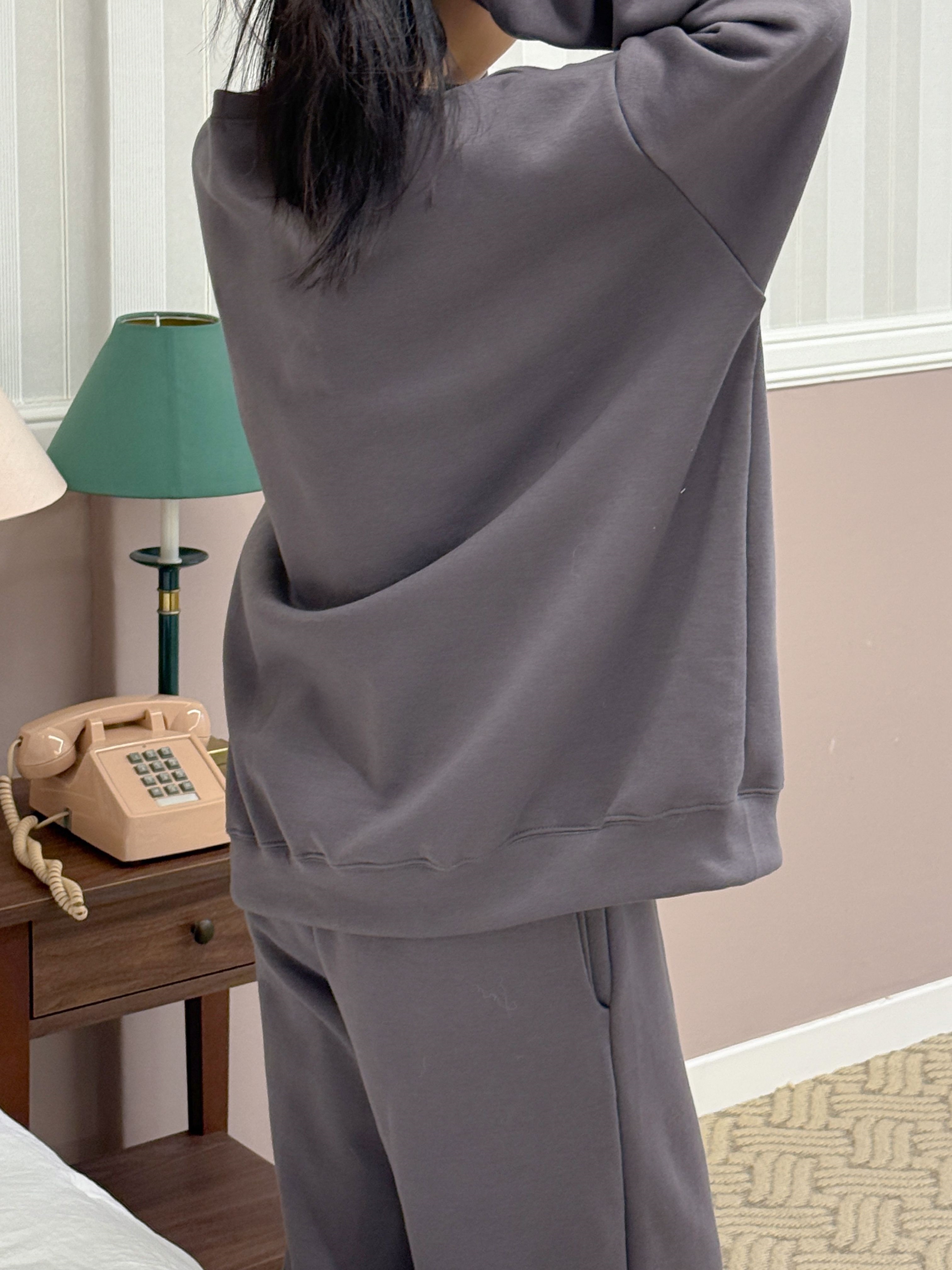 裏起毛ラウンドネックポケットウエストゴムルーズ長袖ジョガーセットアップパンツスウェットトレーニング | 詳細画像7