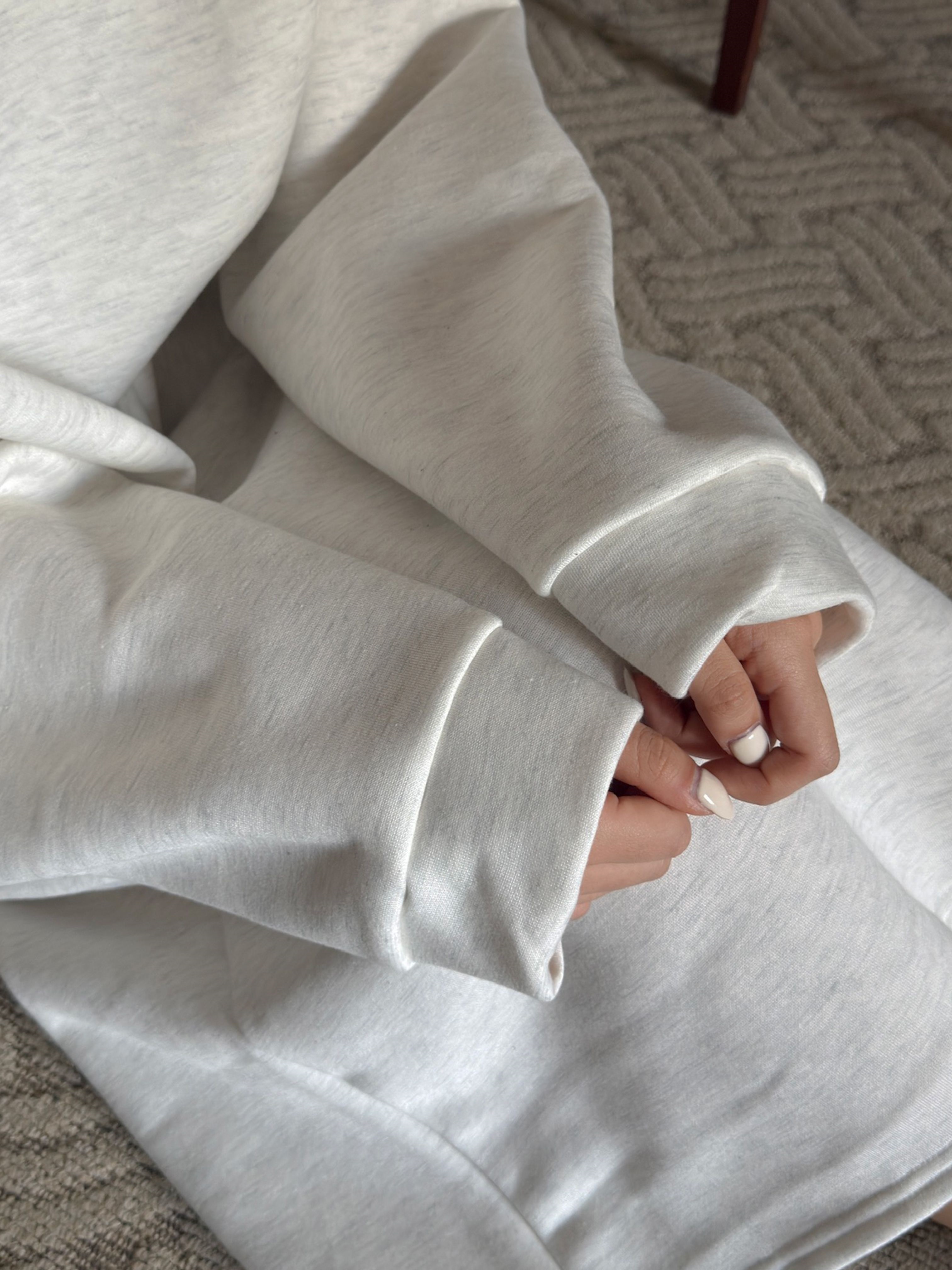 裏起毛ラウンドネックウエストゴムボクシーロングルーズ長袖セットアップスカートスウェットトレーニング | 詳細画像3