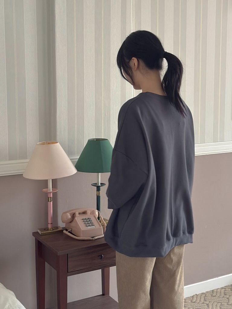 裏起毛ラウンドネックボクシールーズ長袖スウェット | 詳細画像6