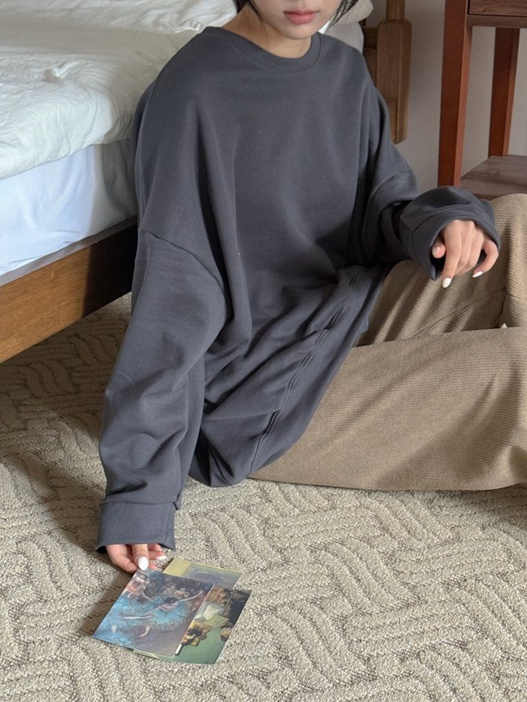 裏起毛ラウンドネックボクシールーズ長袖スウェット | 詳細画像8